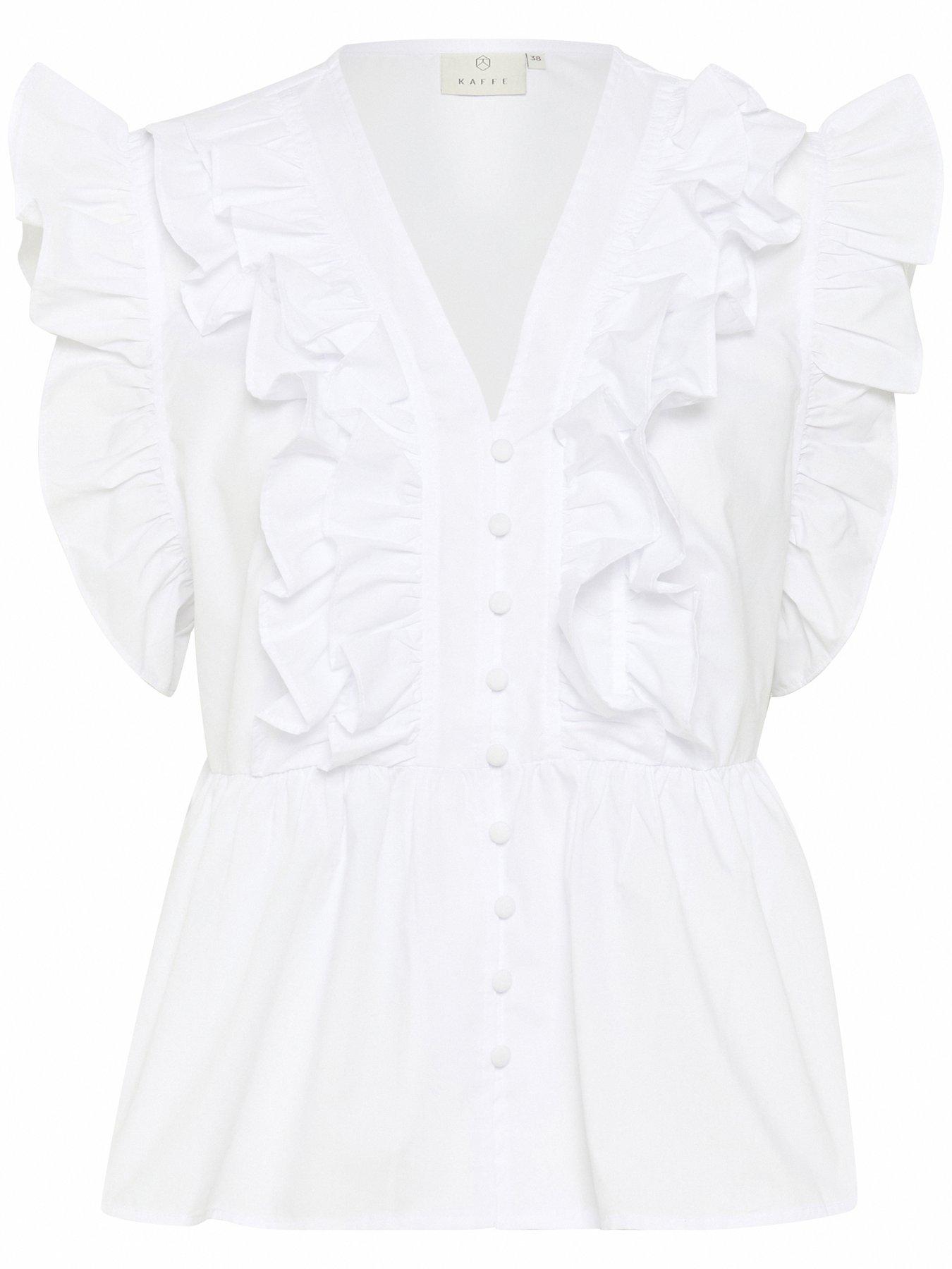  image of kaffe-kagerid-flounce-top-white