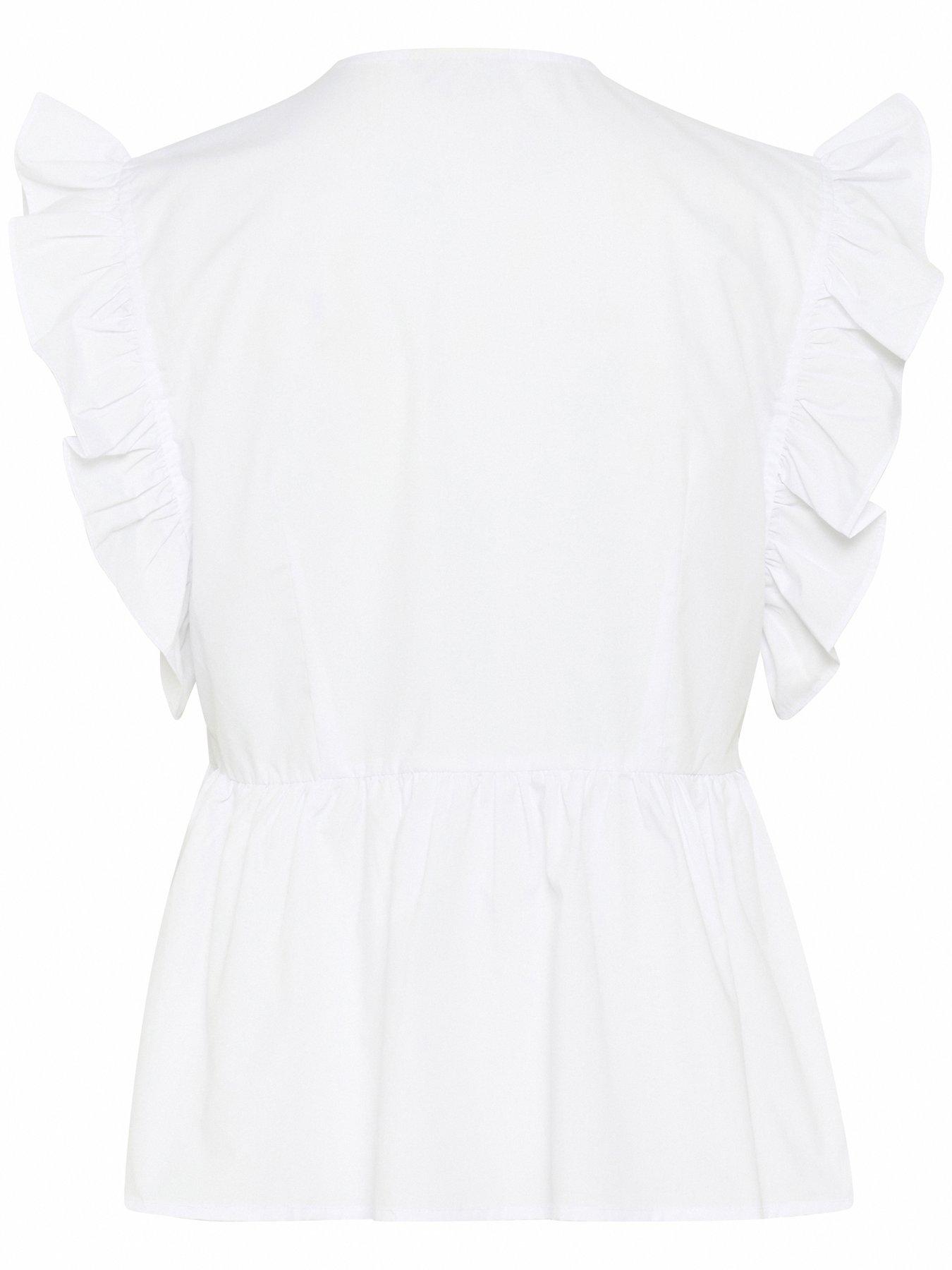  image of kaffe-kagerid-flounce-top-white