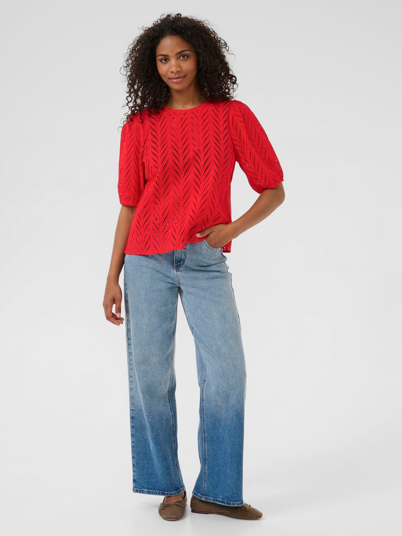 front image of kaffe-kamasha-blouse-red