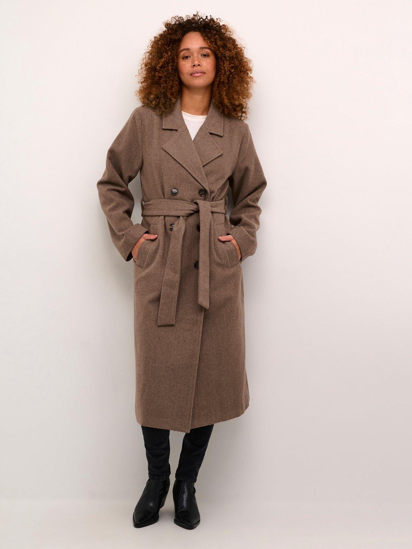 Image 1 of 4 of Kaffe Long Coat - Brown