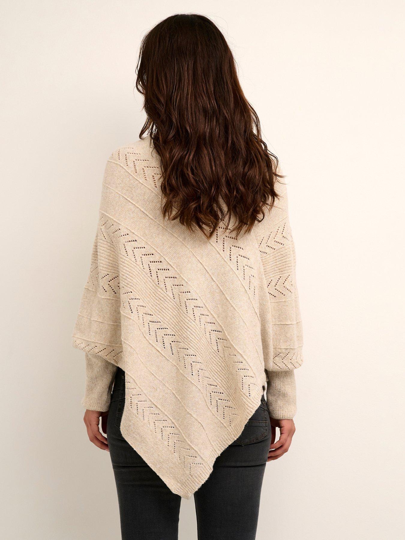 Image 2 of 4 of Cream Holiday Poncho - Cream