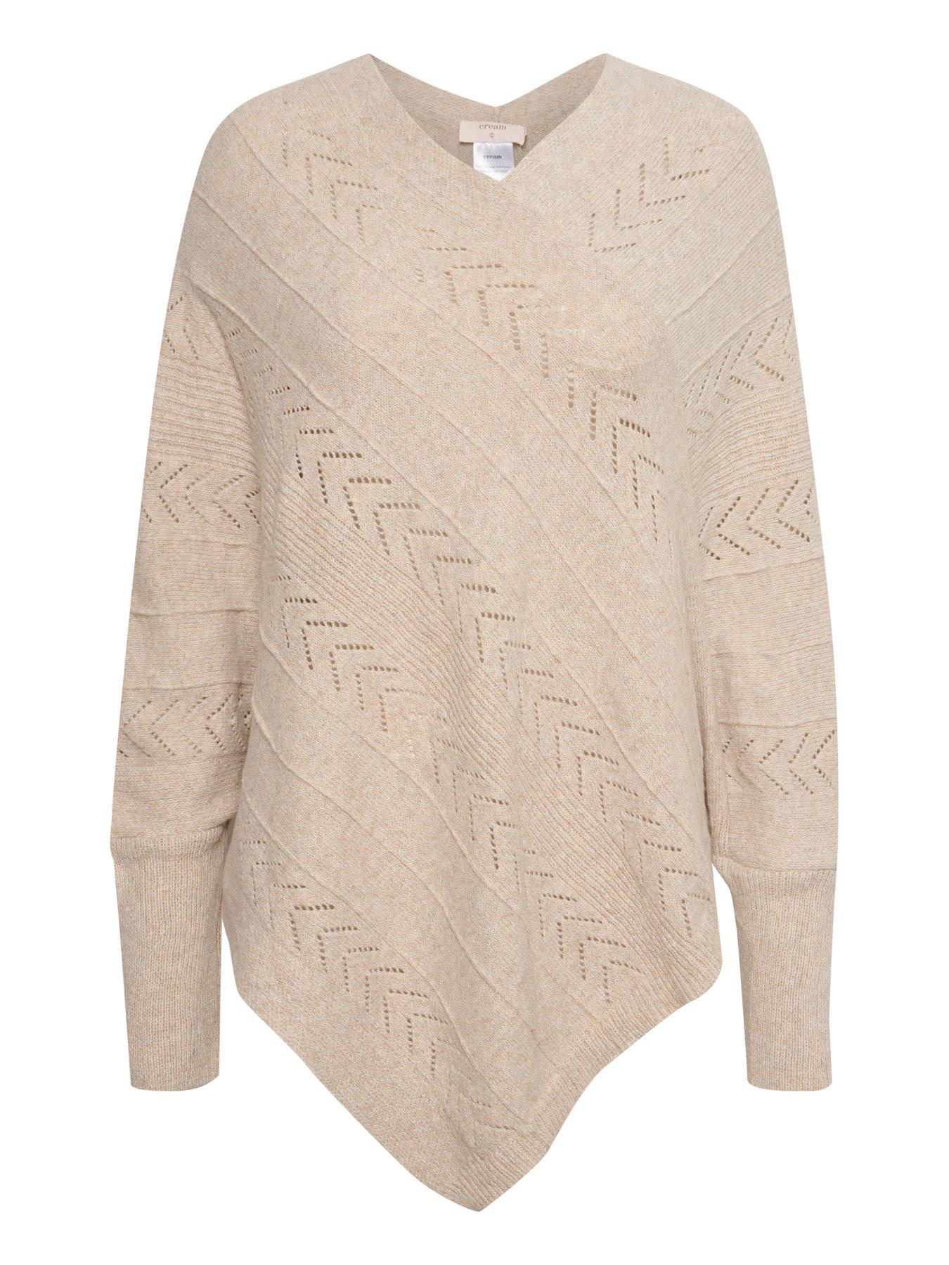 Image 3 of 4 of Cream Holiday Poncho - Cream