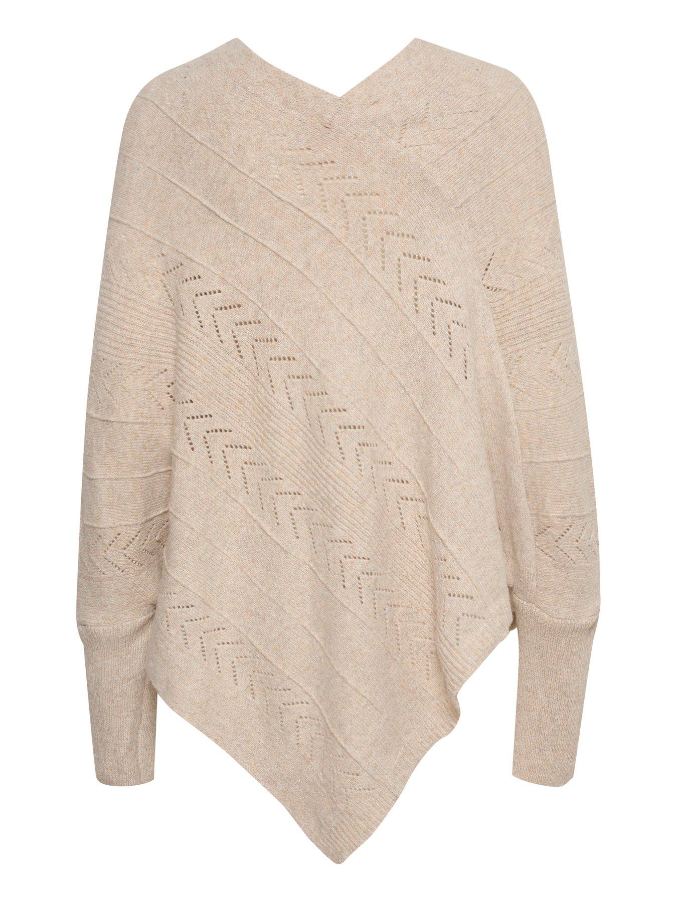Image 4 of 4 of Cream Holiday Poncho - Cream