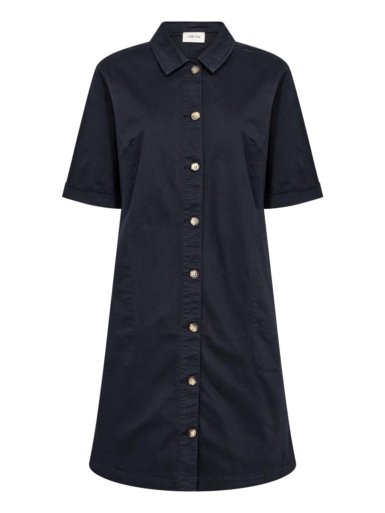 Image 4 of 5 of Cream Crberta Twill Dress - Blue