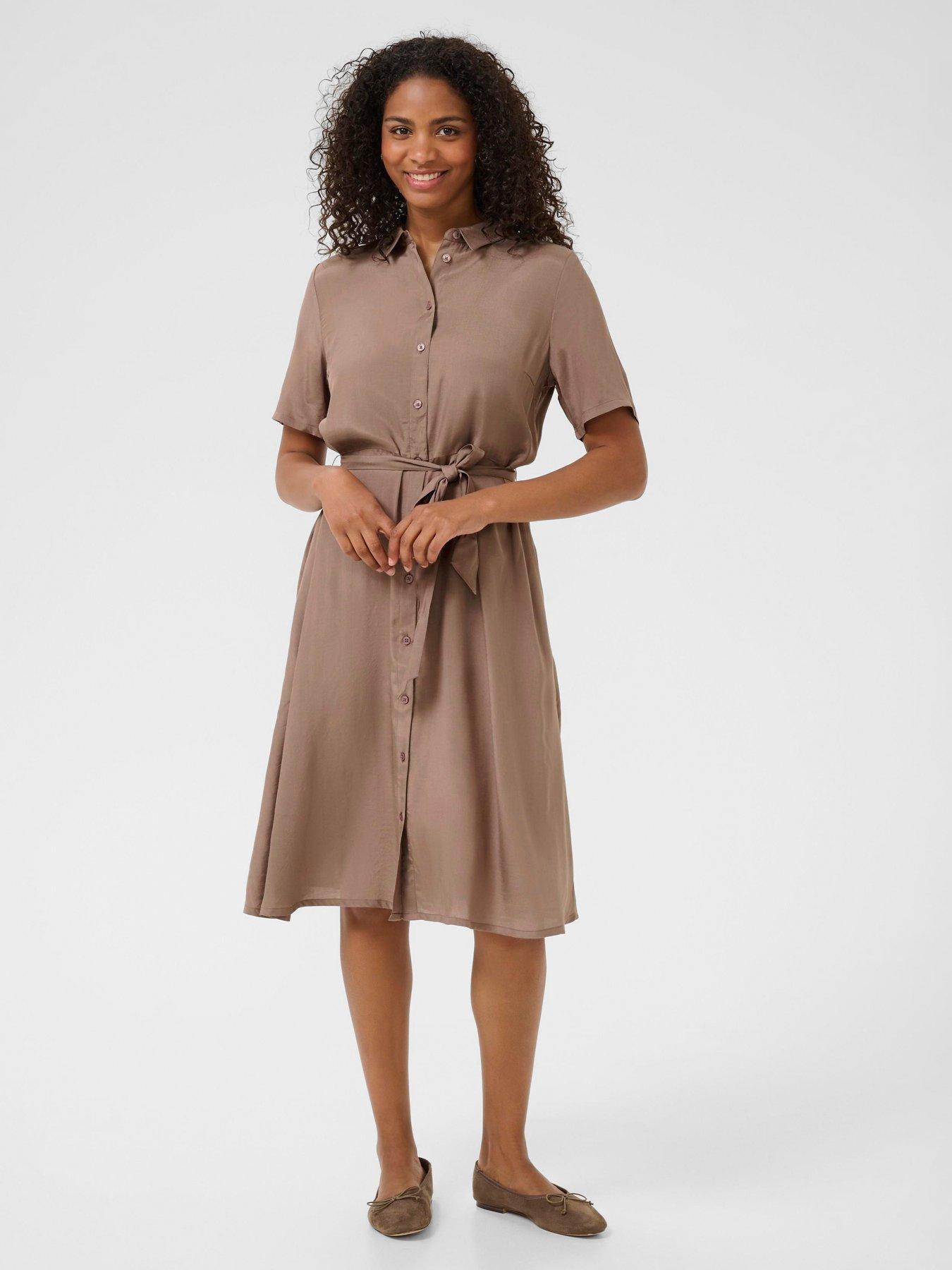  image of kaffe-kaemine-dress-brown