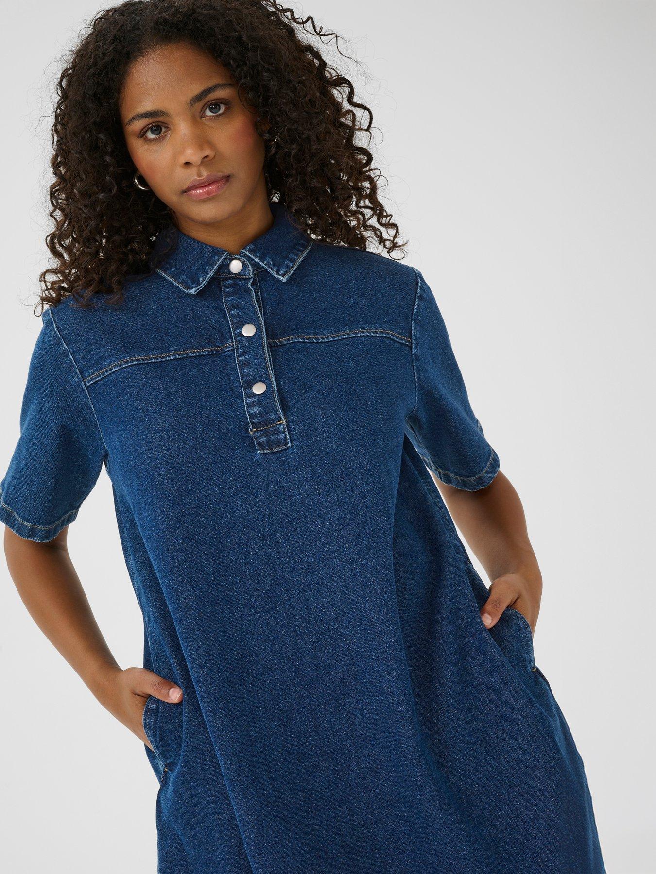 outfit image of kaffe-kasandra-denim-dress-blue