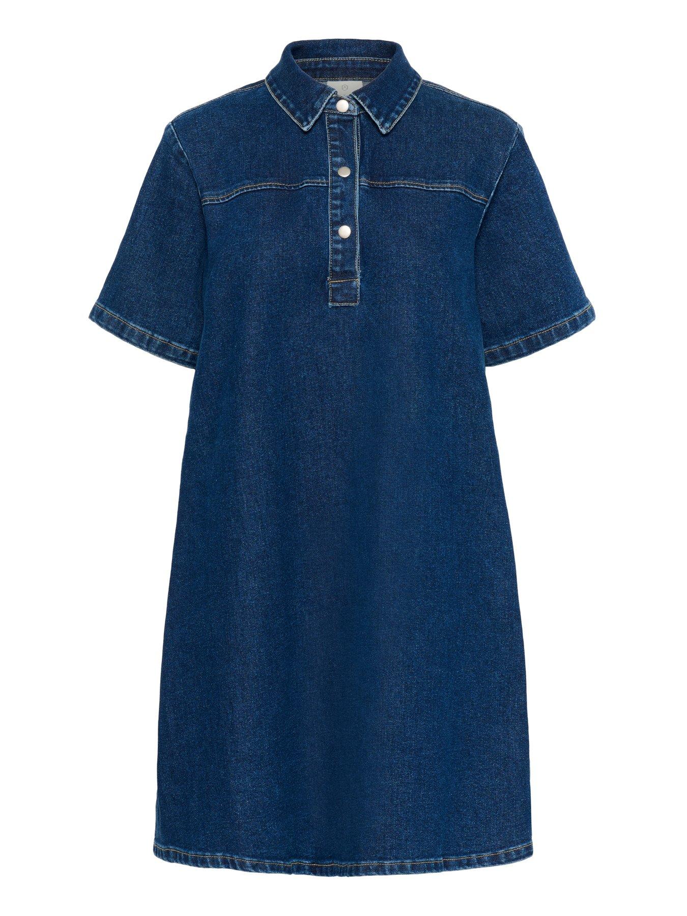  image of kaffe-kasandra-denim-dress-blue