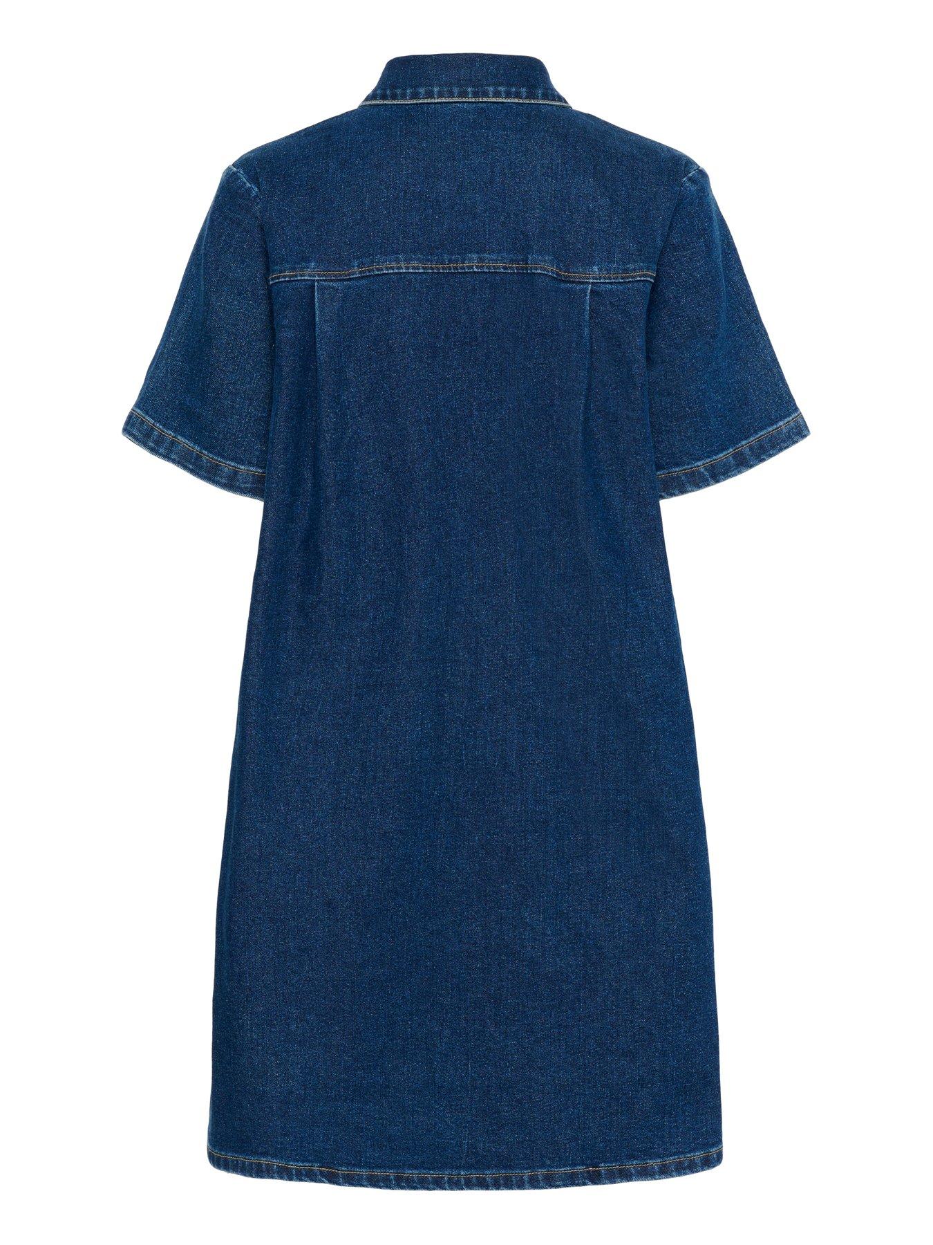  image of kaffe-kasandra-denim-dress-blue