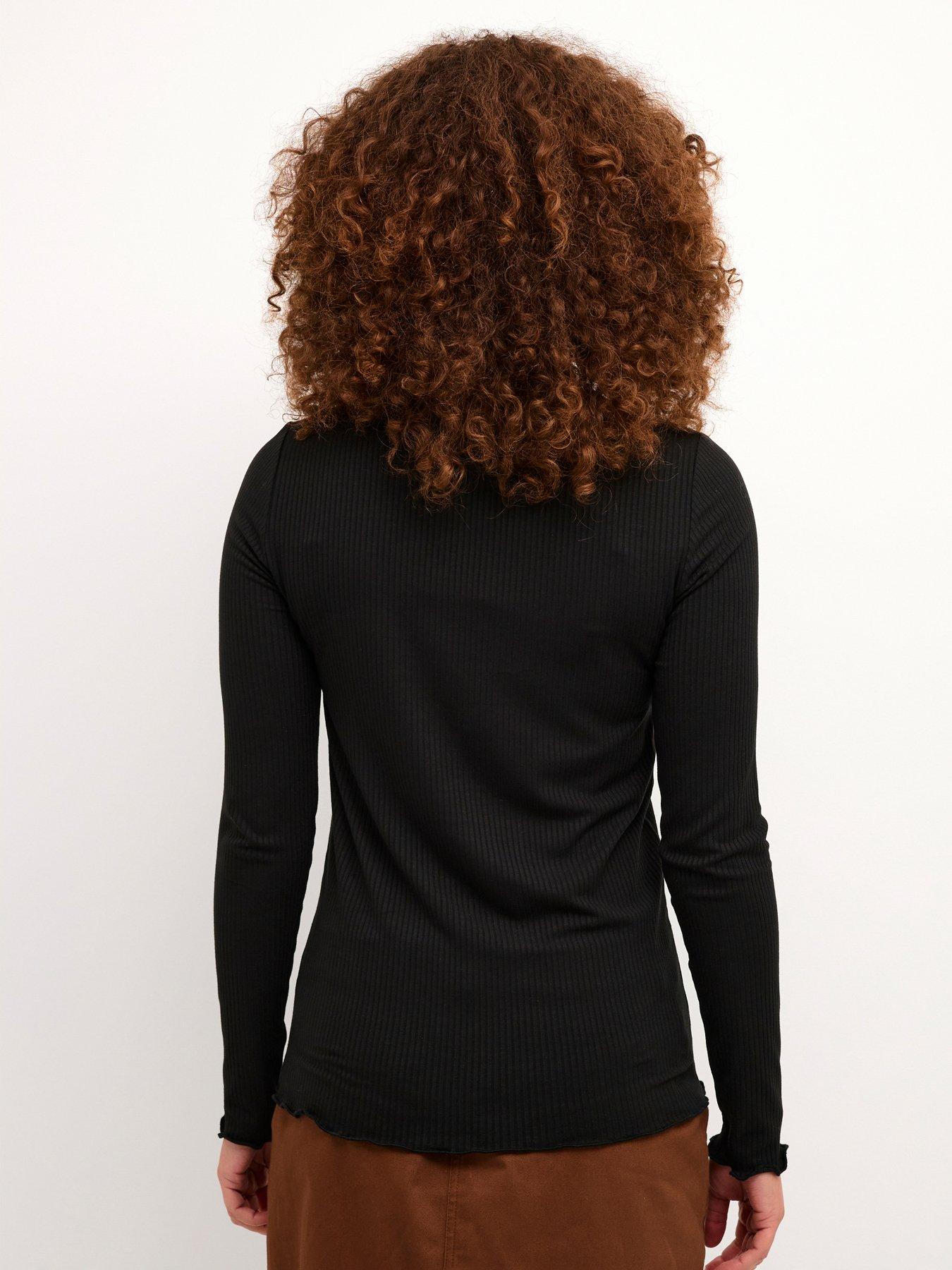  image of kaffe-drew-long-sleeve-t-shirt-black