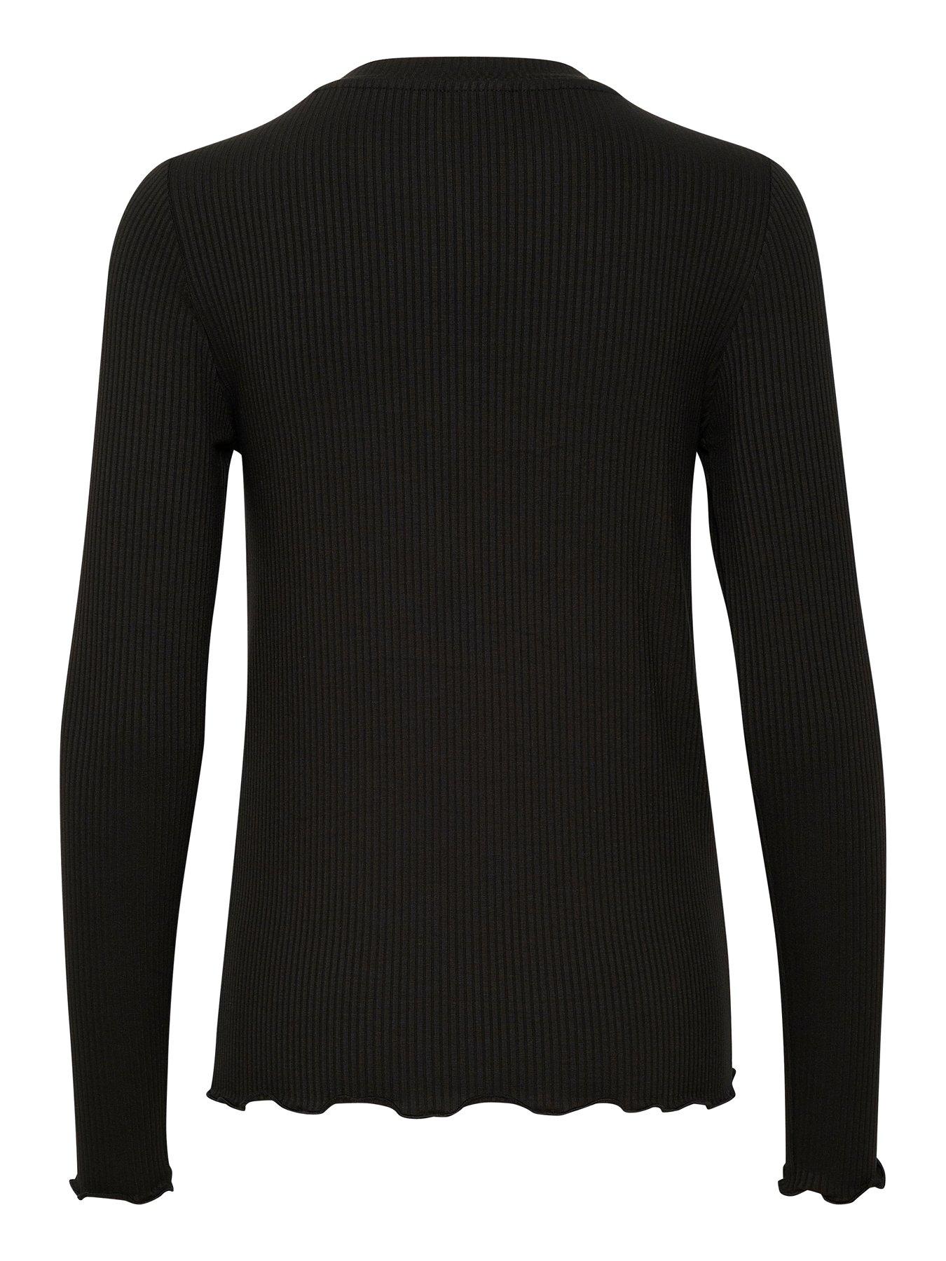  image of kaffe-drew-long-sleeve-t-shirt-black