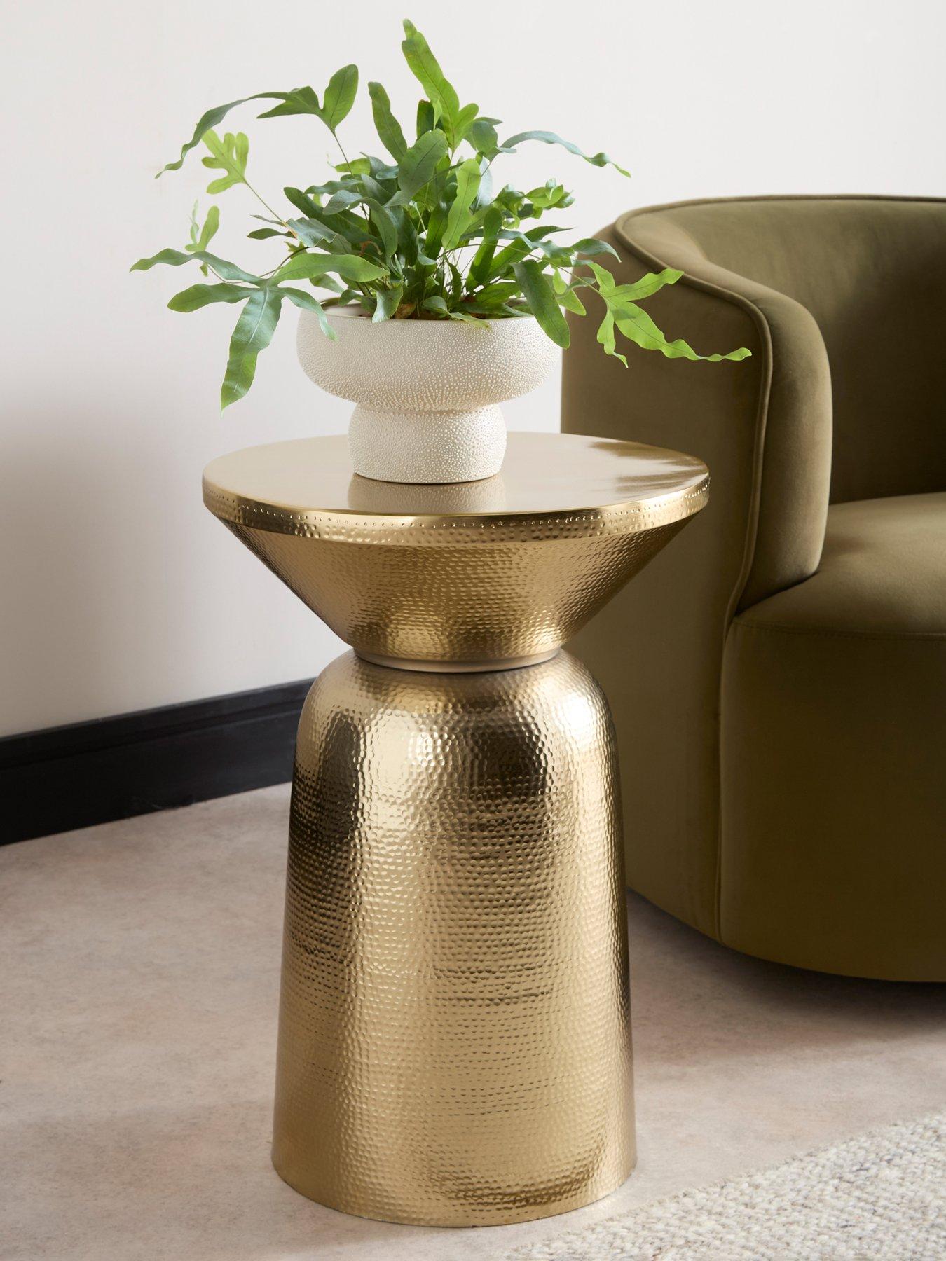 Very Home Perrie Drum Side Table - Antique Brass