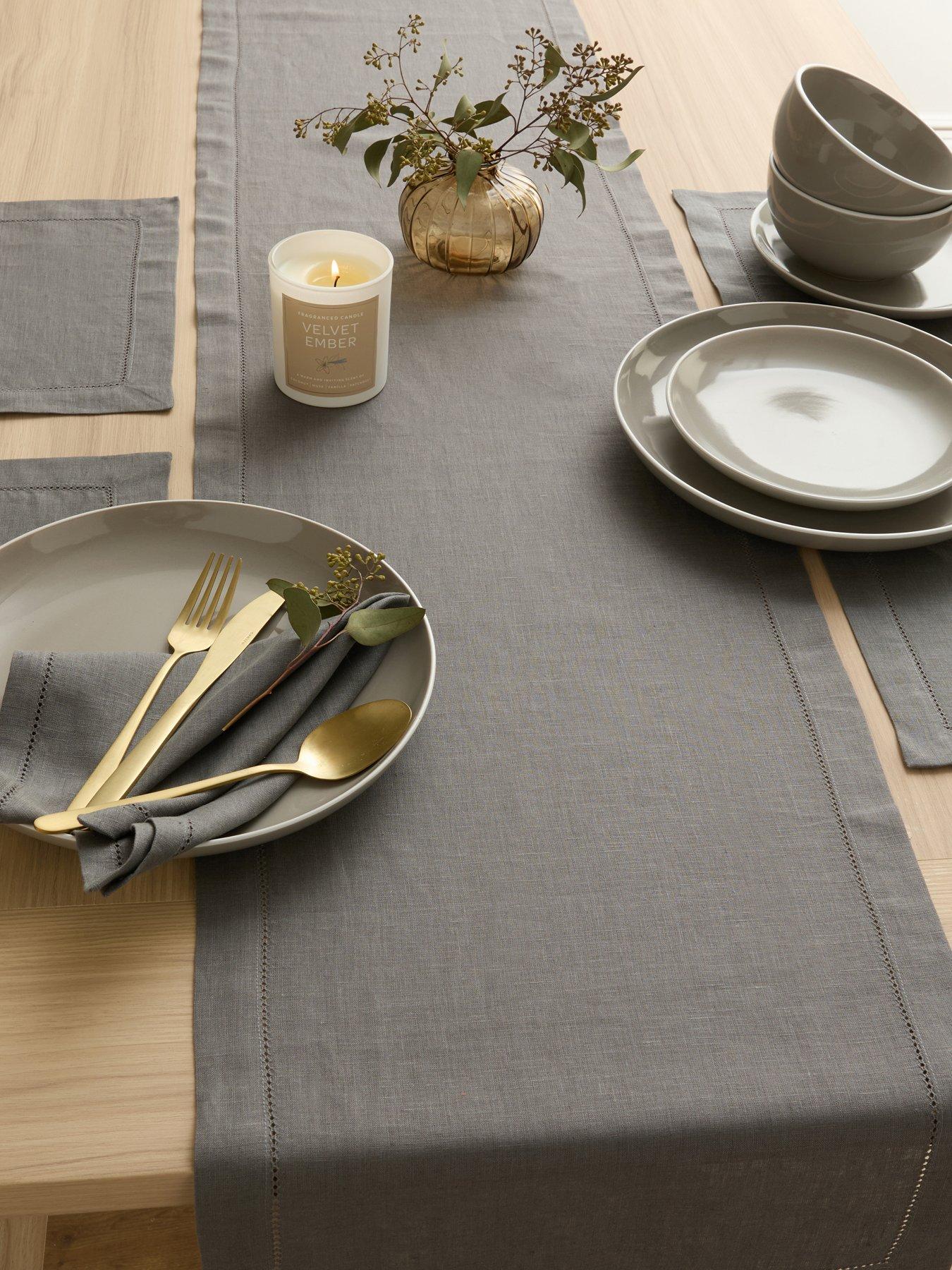 The Very Collection Charcoal Linen Table Runner 36 X 180cm