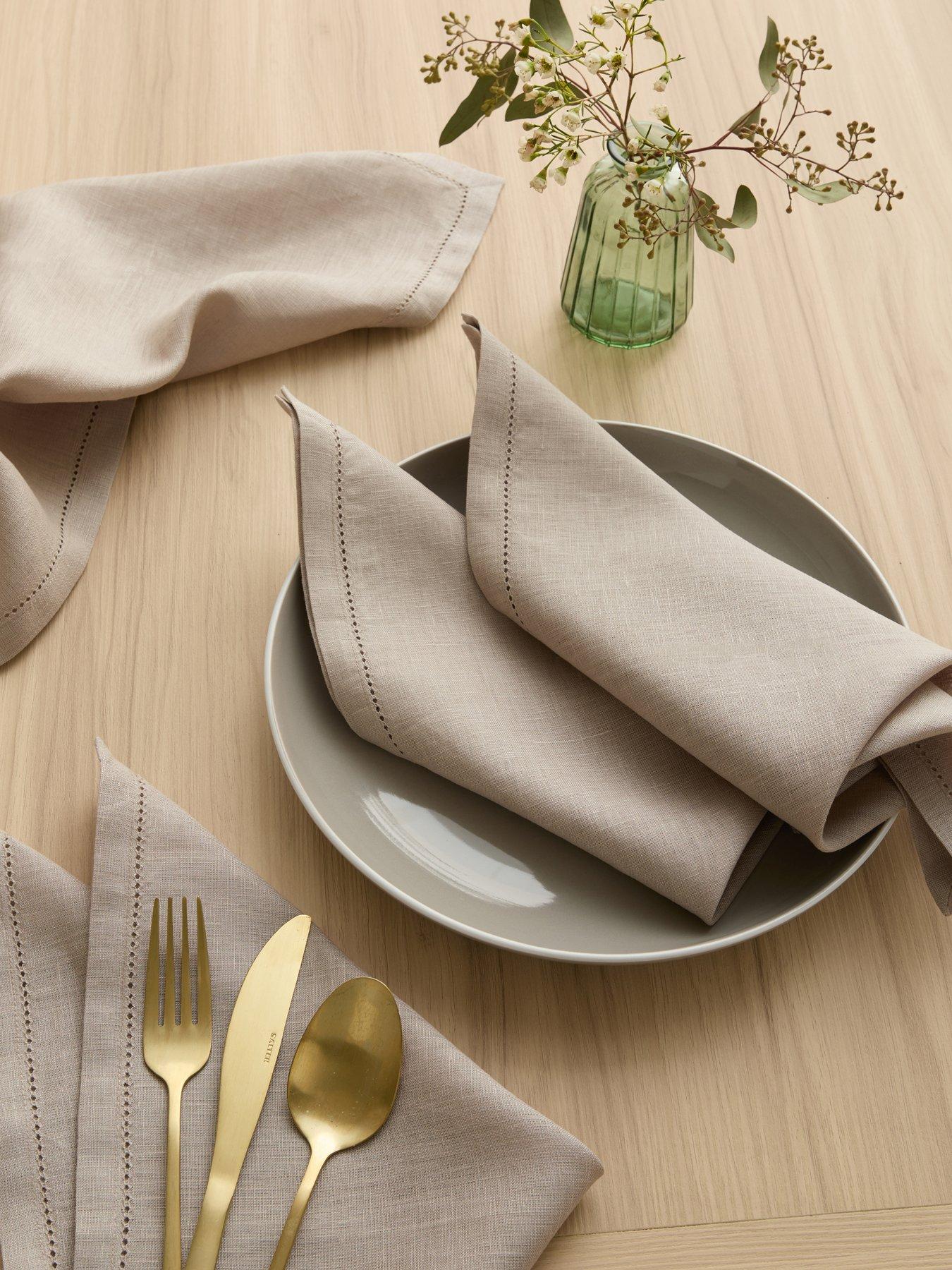 The Very Collection Set Of 4 Stone Linen Napkins 40 X 40cm