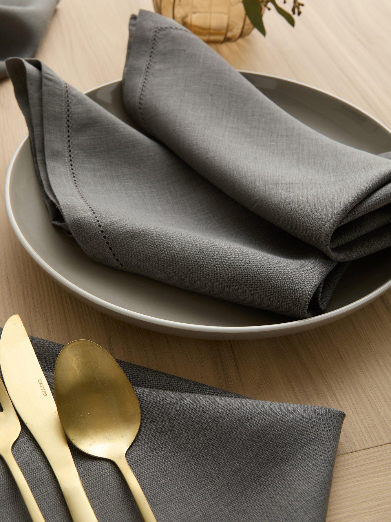 Image 3 of 5 of The Very Collection Set Of 4 Charcoal Linen Napkins 40 X 40cm