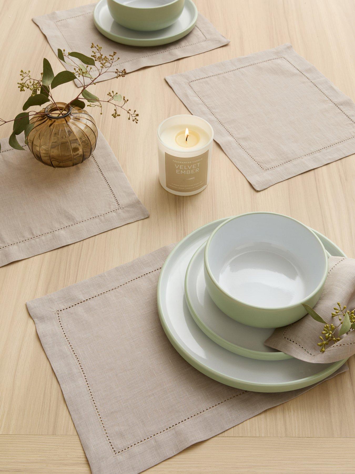 The Very Collection Set Of 4 Stone Linen Placemats 30 X 26cm