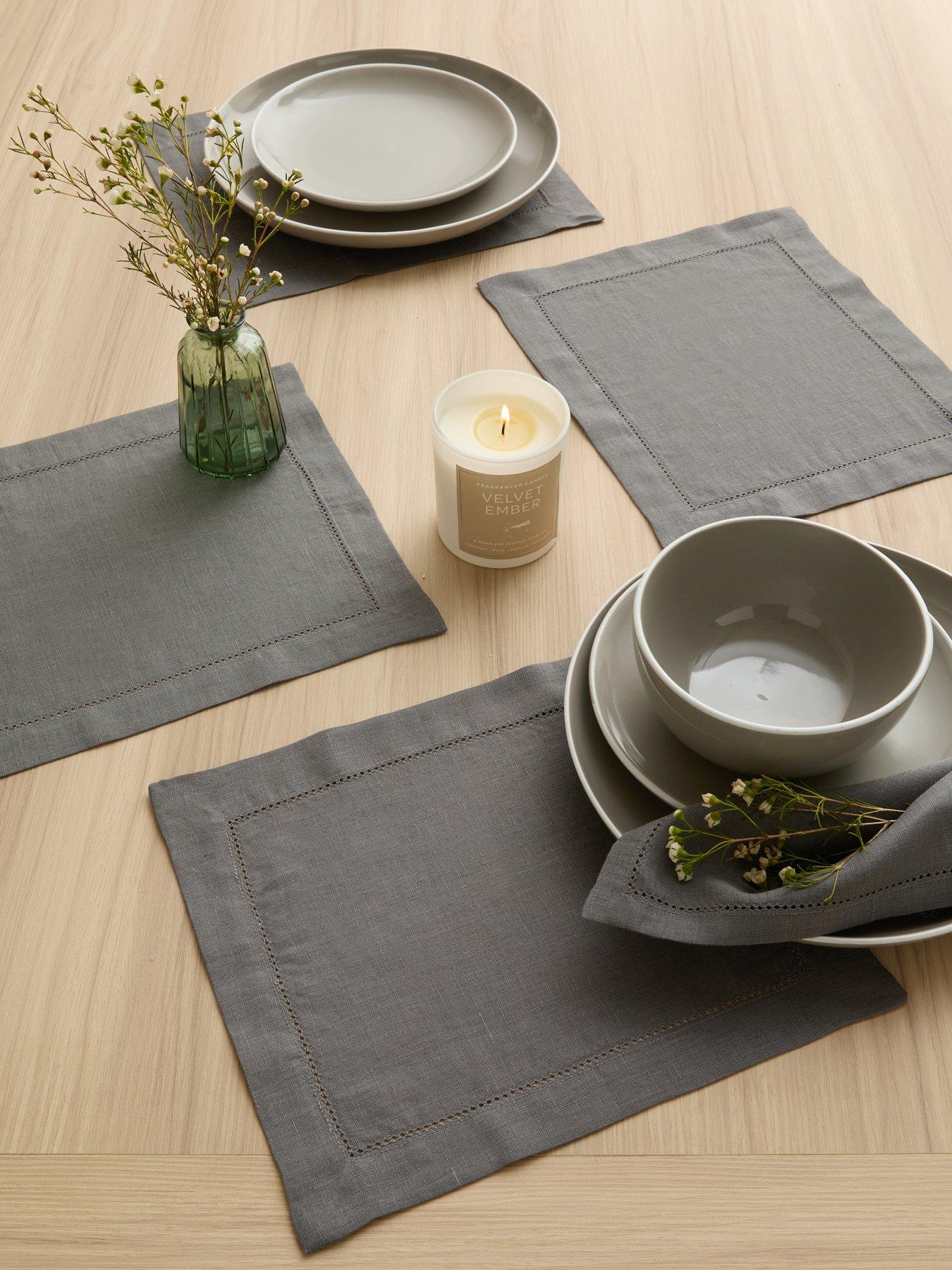 The Very Collection Set Of 4 Charcoal Linen Placemats 30 X 26cm