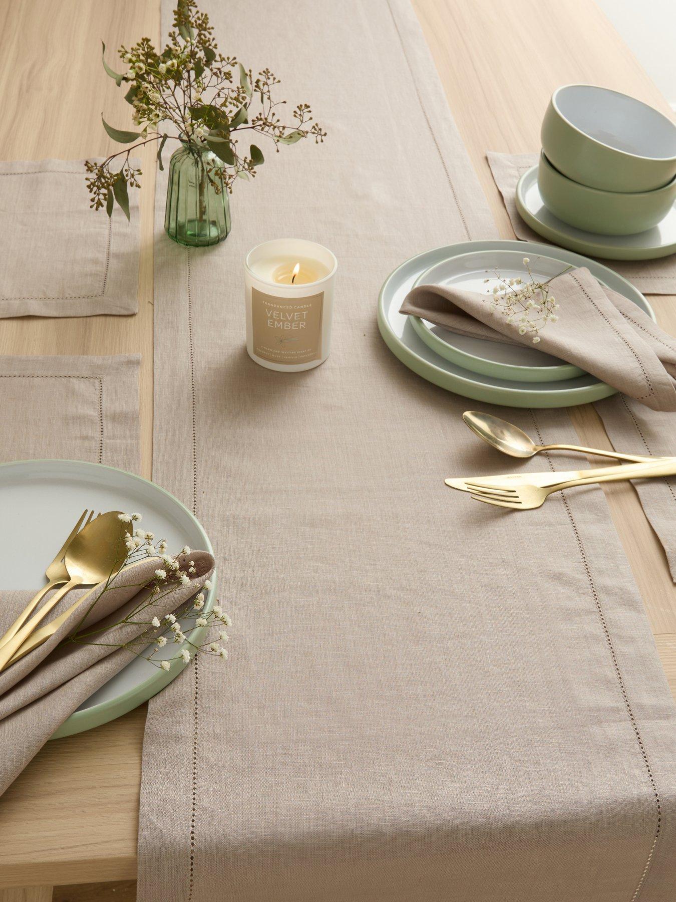 The Very Collection Stone Linen Table Runner 36 X 180cm