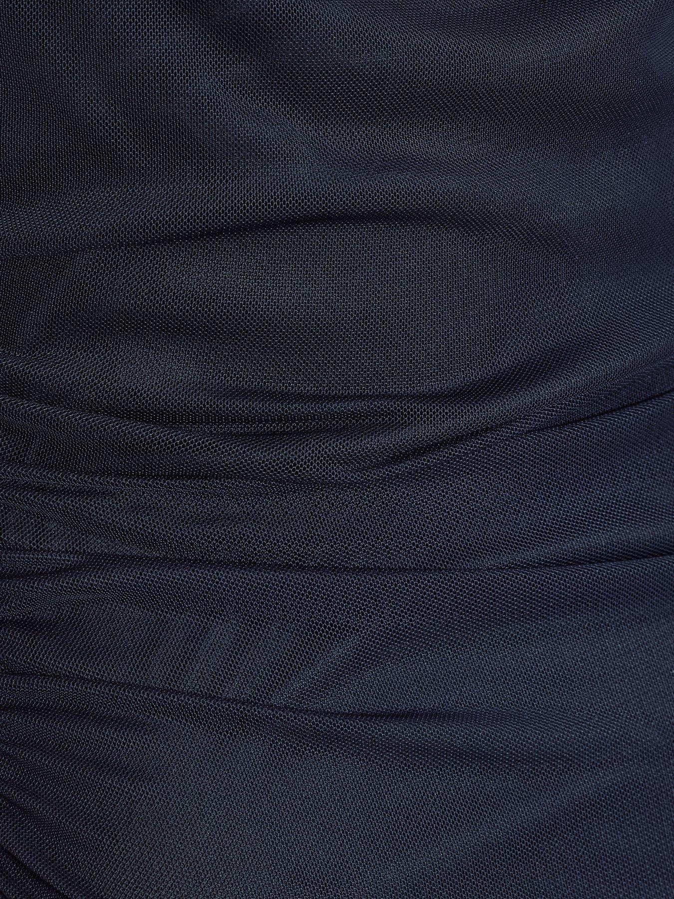 Image 6 of 6 of Quiz Navy Mesh Buckle Detail Midi Dress