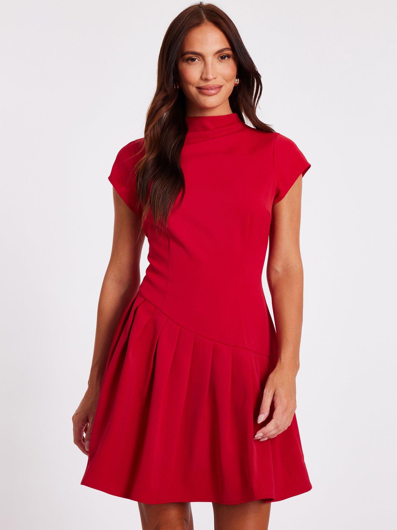 Image 1 of 6 of Quiz Red High Neck Mini Dress