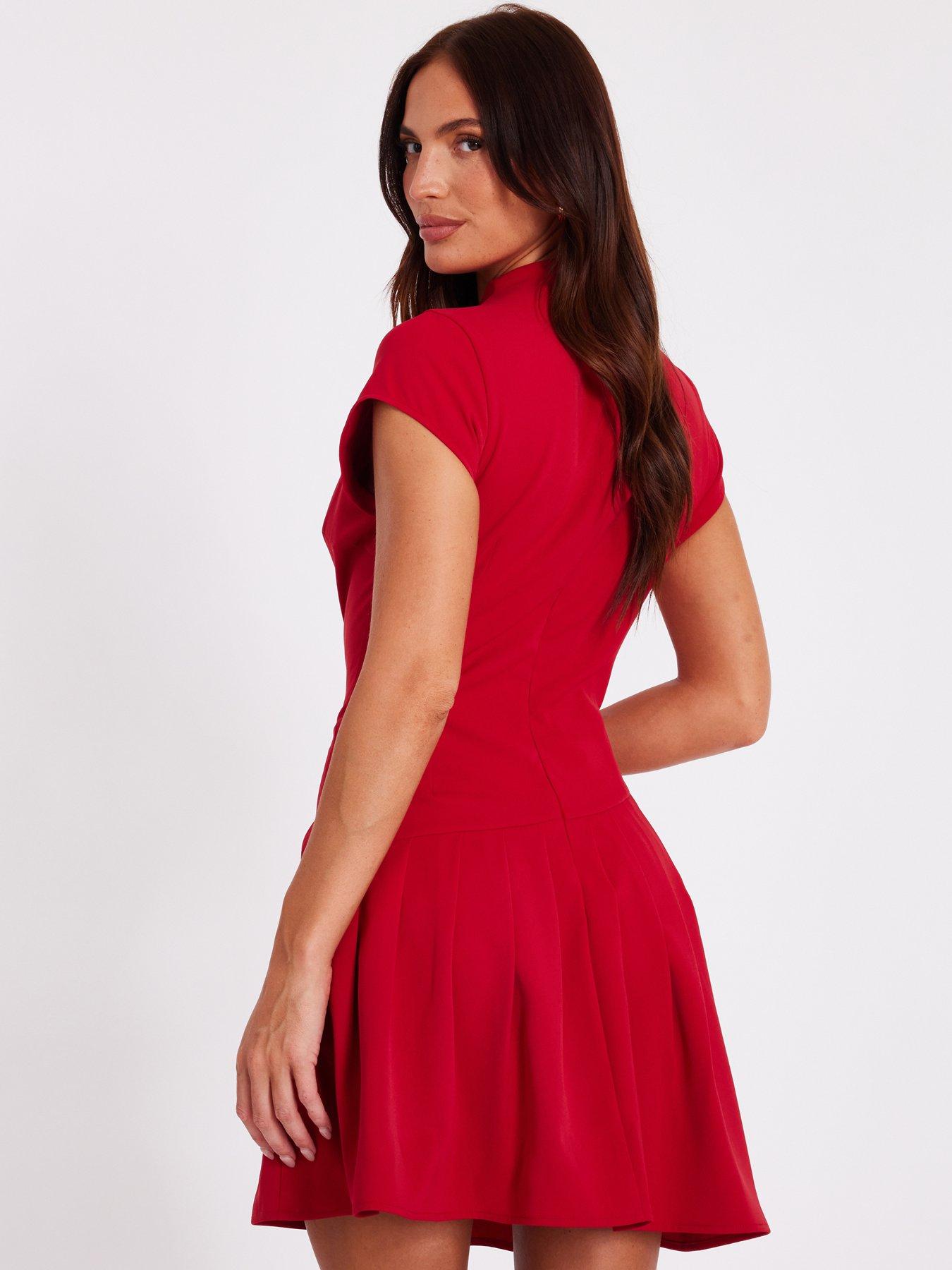 Image 2 of 6 of Quiz Red High Neck Mini Dress