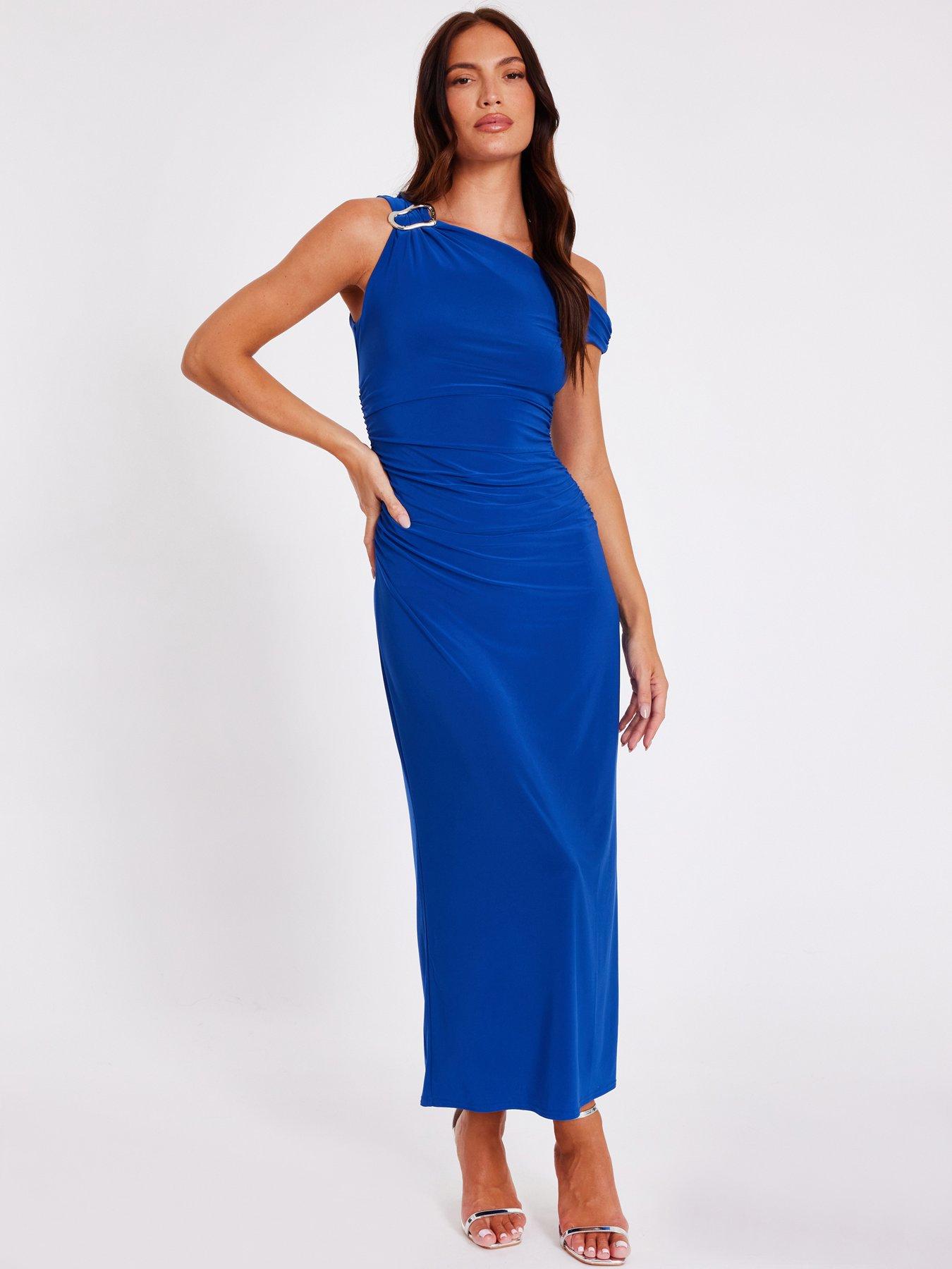 Quiz Royal Blue Asymmetric Midaxi Dress