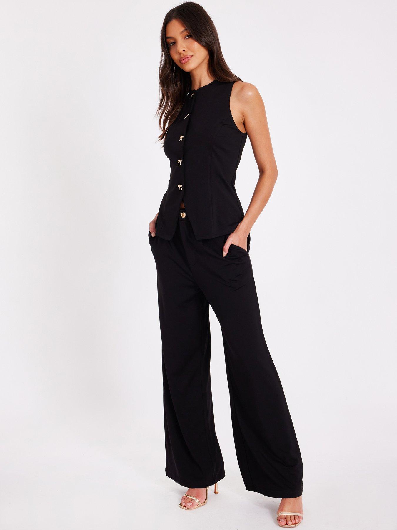 Image 2 of 6 of Quiz Black Bow Detail Waistcoat