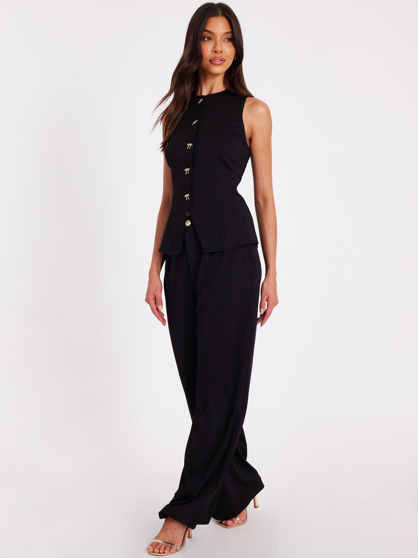 Image 3 of 6 of Quiz Black Bow Detail Waistcoat