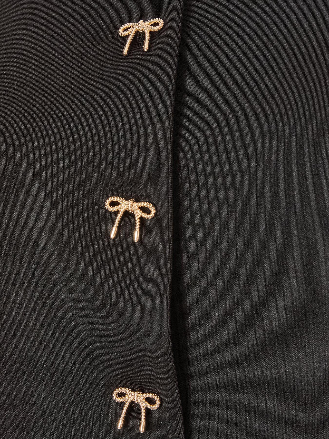 Image 4 of 6 of Quiz Black Bow Detail Waistcoat