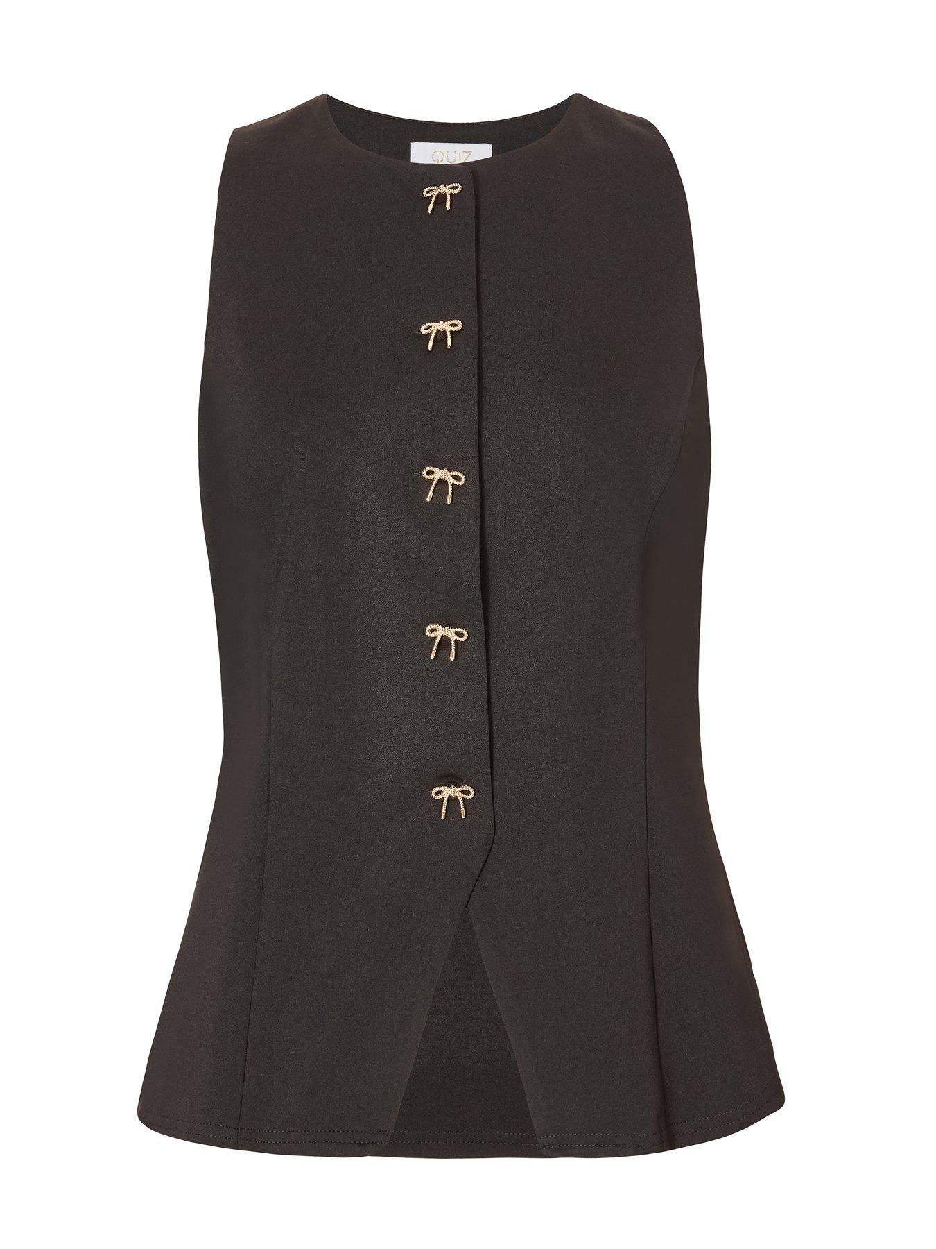 Image 5 of 6 of Quiz Black Bow Detail Waistcoat