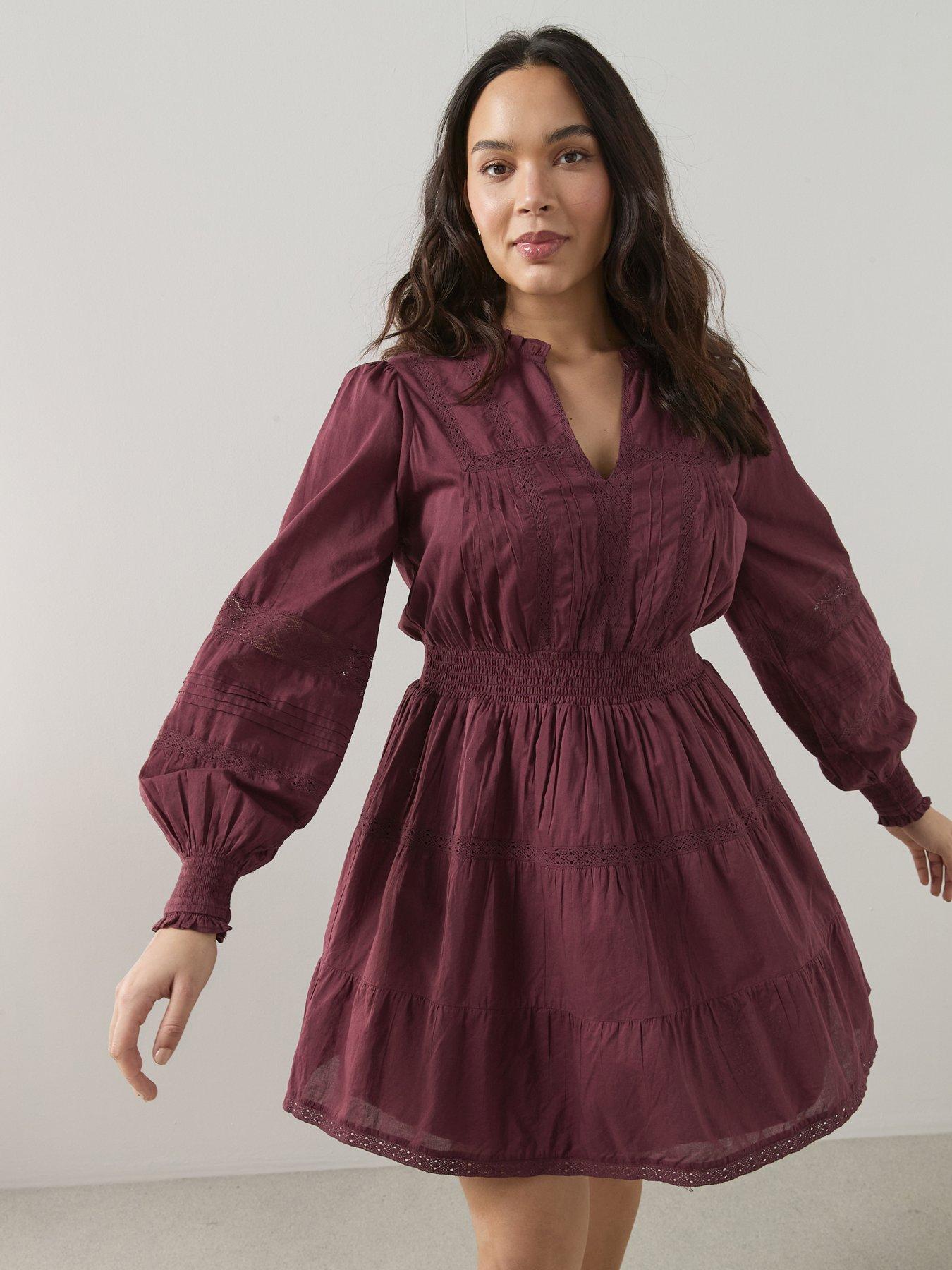 The Very Collection Curve Lace Insert Cotton Mini Dress