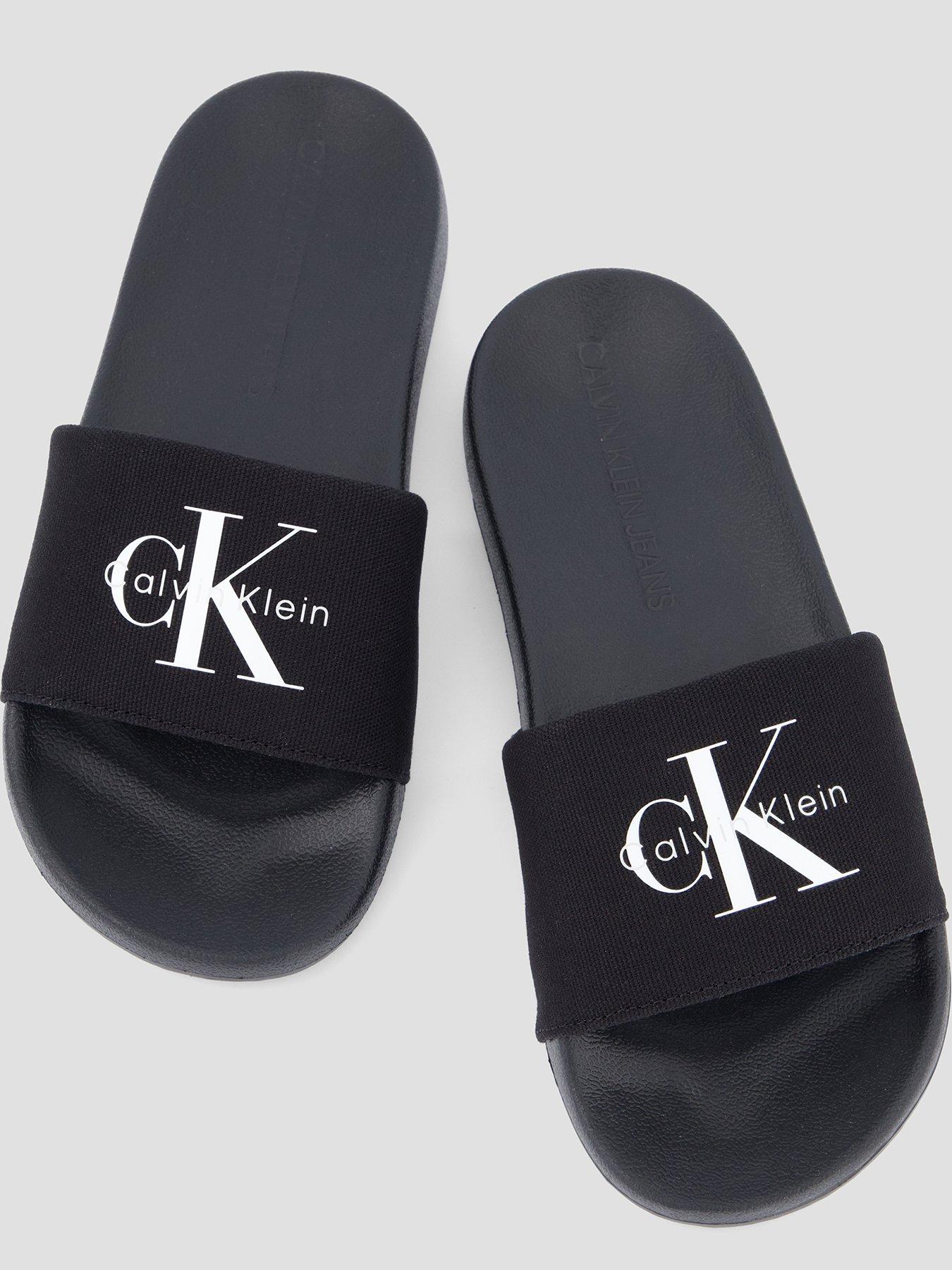 Image 3 of 6 of Calvin Klein Monogram Sliders - Black
