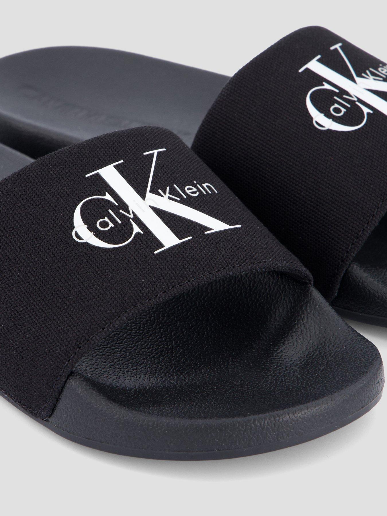 Image 4 of 6 of Calvin Klein Monogram Sliders - Black