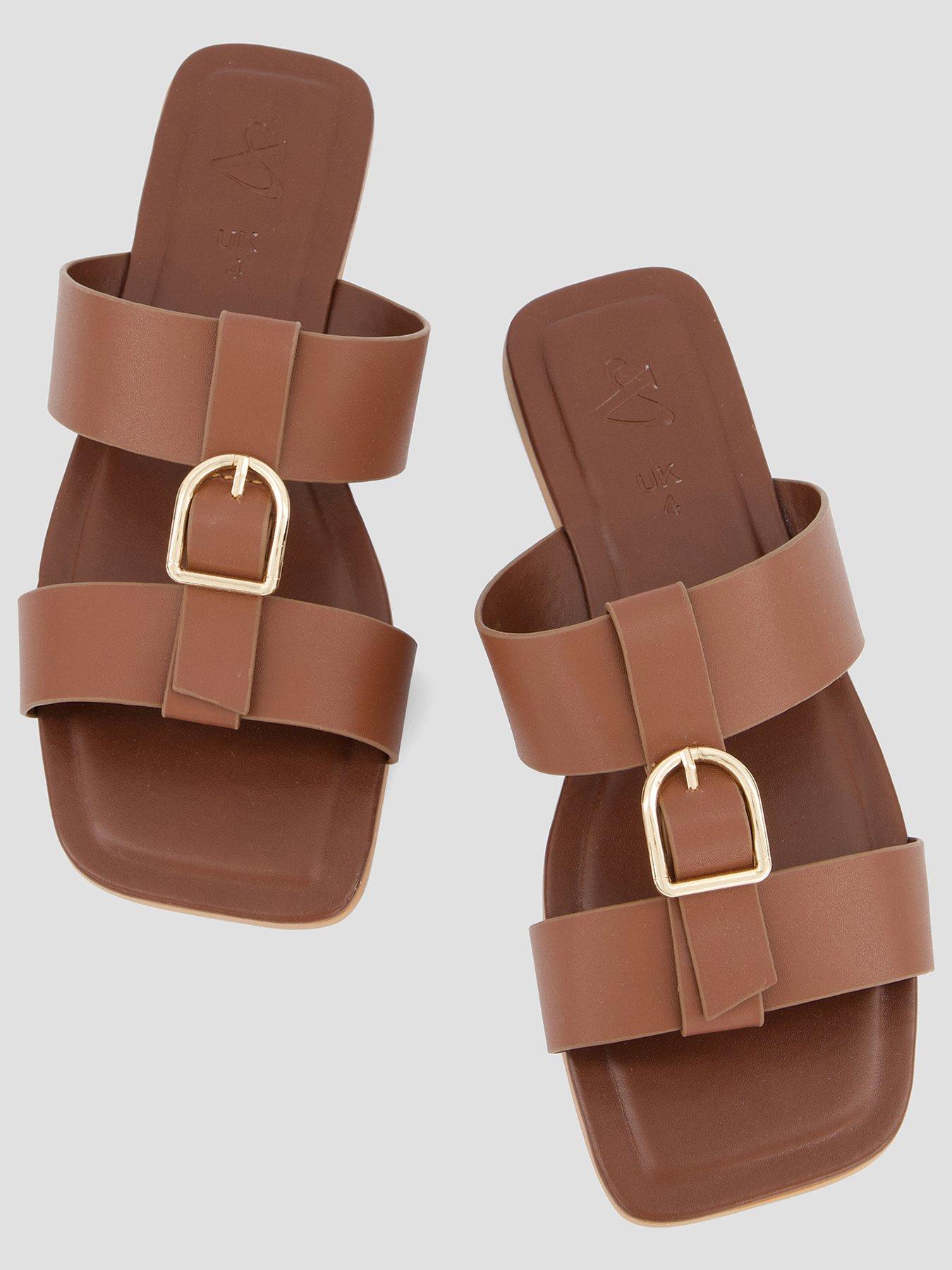 Image 3 of 7 of The Very Collection Real Leather Buckle Slider - Brown