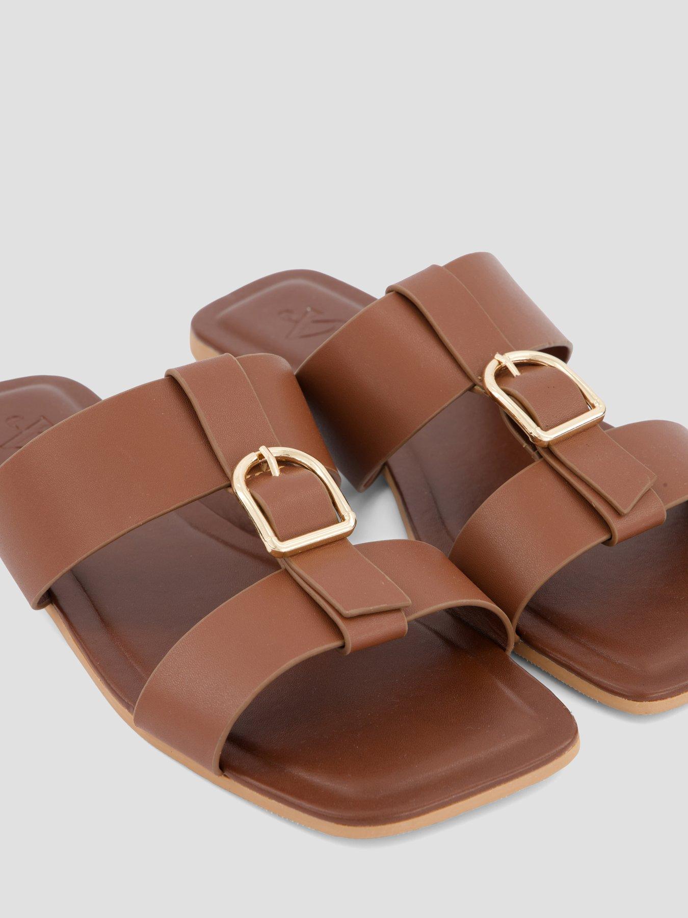 Image 5 of 7 of The Very Collection Real Leather Buckle Slider - Brown