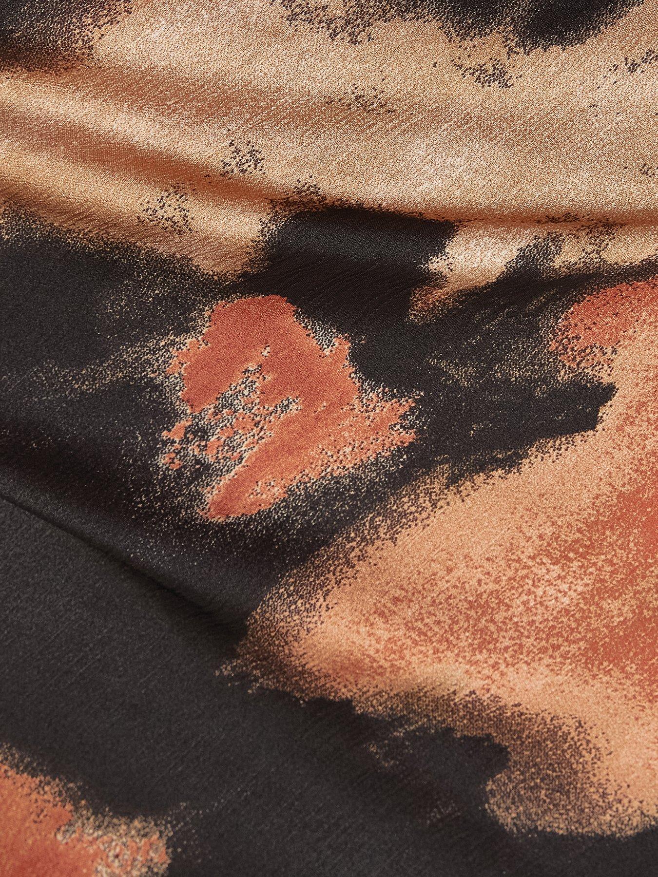 Image 4 of 6 of Quiz Black Printed Cowl Neck Midaxi Dress