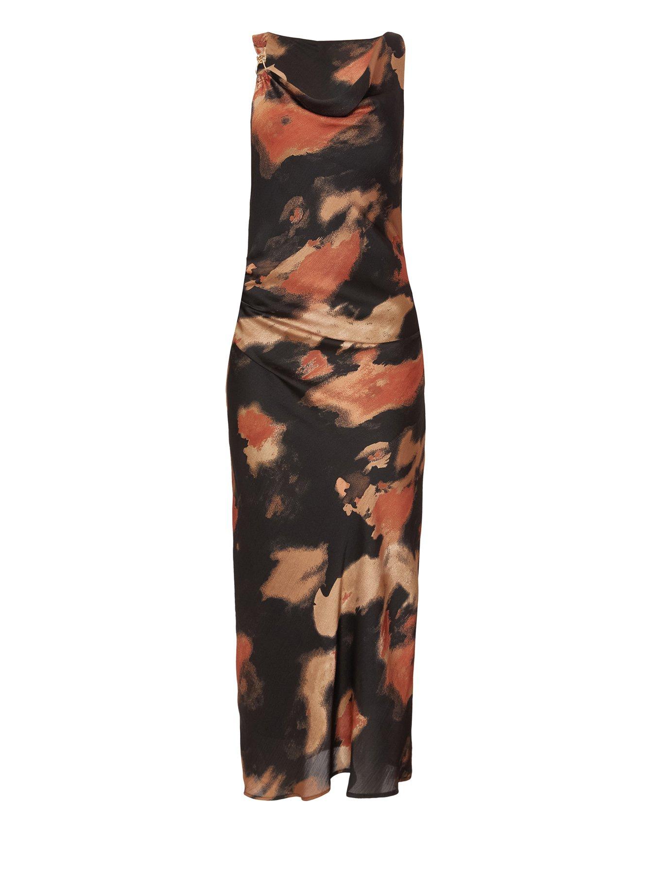Image 5 of 6 of Quiz Black Printed Cowl Neck Midaxi Dress