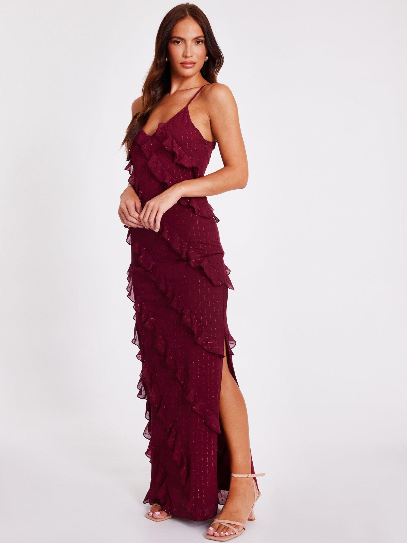 white christmas dresses Kiriana Halter Maxi Dress Wine/Charcoal / S main image 0