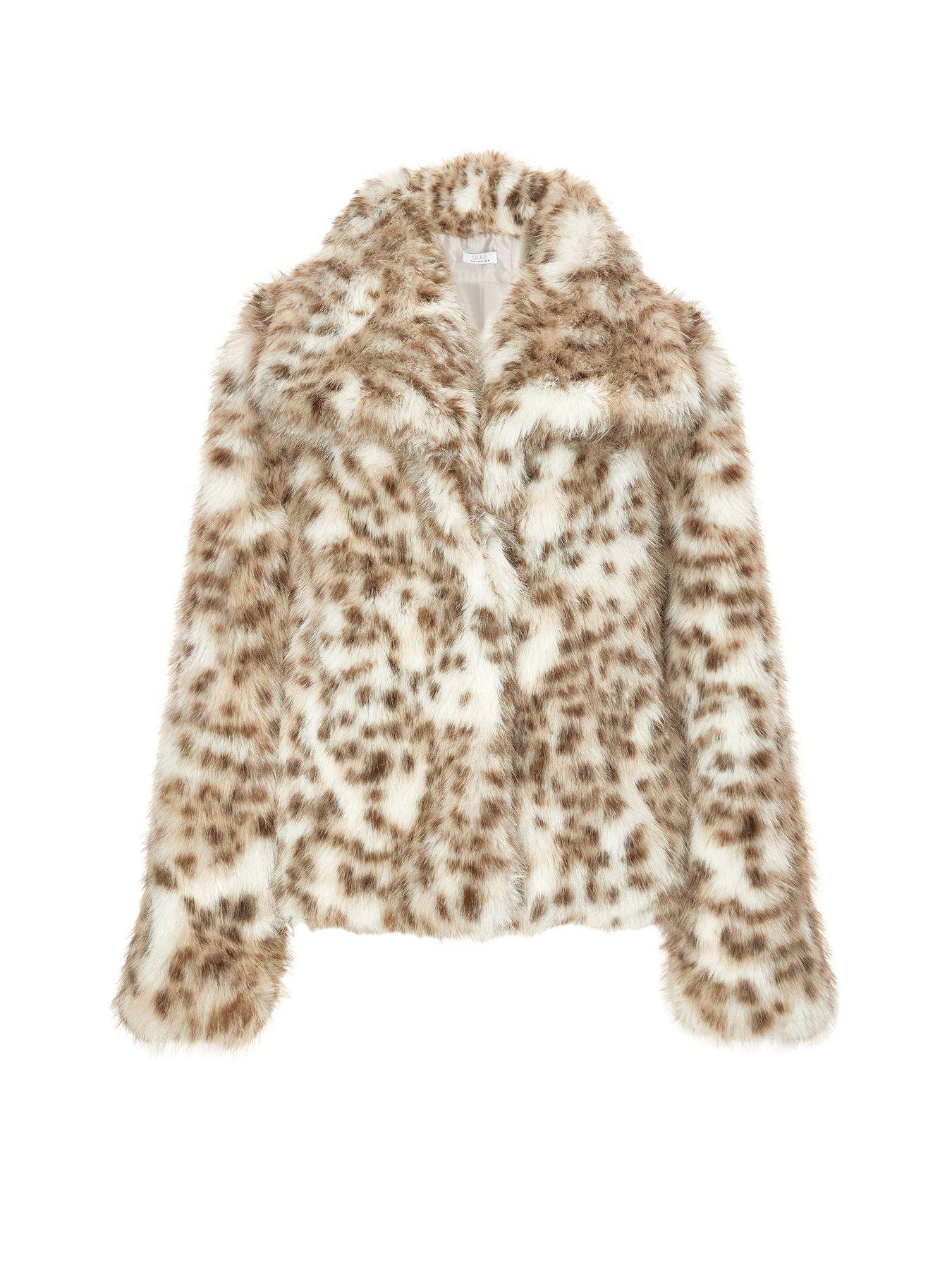 Image 5 of 6 of Quiz Brown Faux Fur Leopard Print Jacket