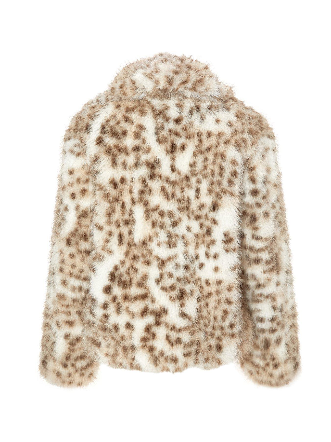 Image 6 of 6 of Quiz Brown Faux Fur Leopard Print Jacket
