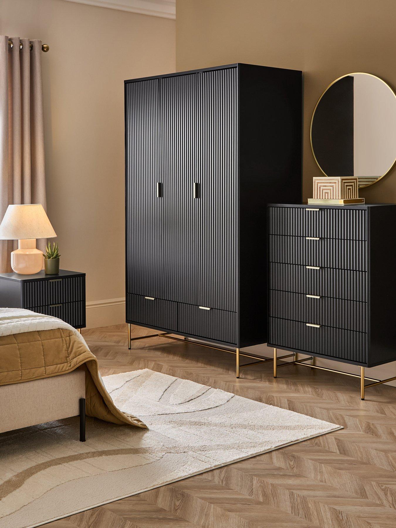 The Very Collection Cora Bedroom Furniture Set - 3 Door, 2 Drawer Wardrobe, 5 Drawer Chest and 2 Drawer Bedside Chest