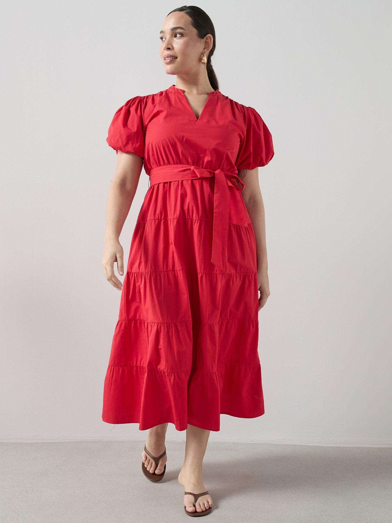 The Very Collection Curve Tiered Cotton Midi Dress