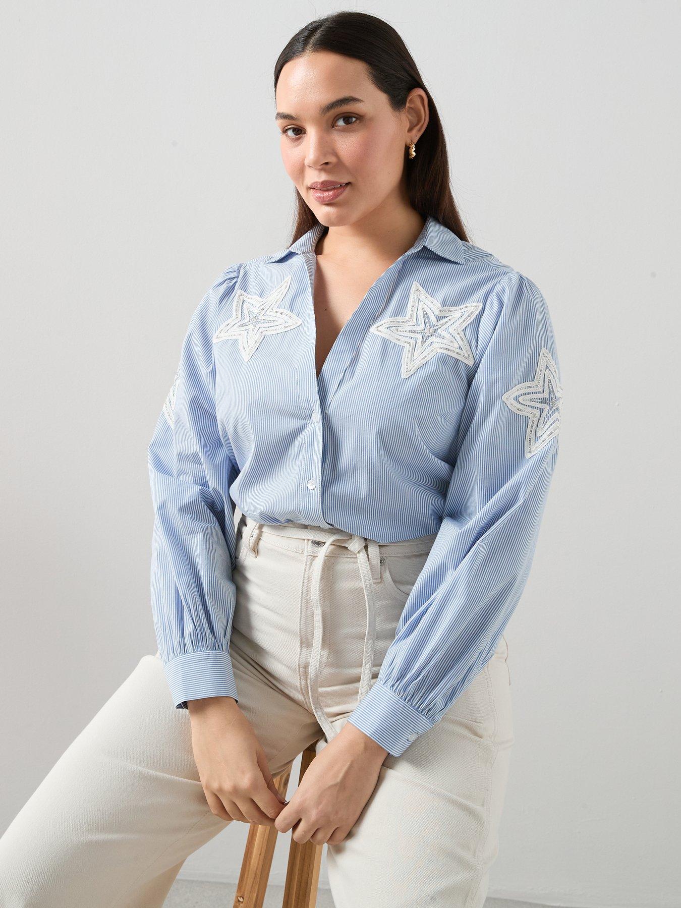 The Very Collection Curve Applique Stripe Shirt - Multi