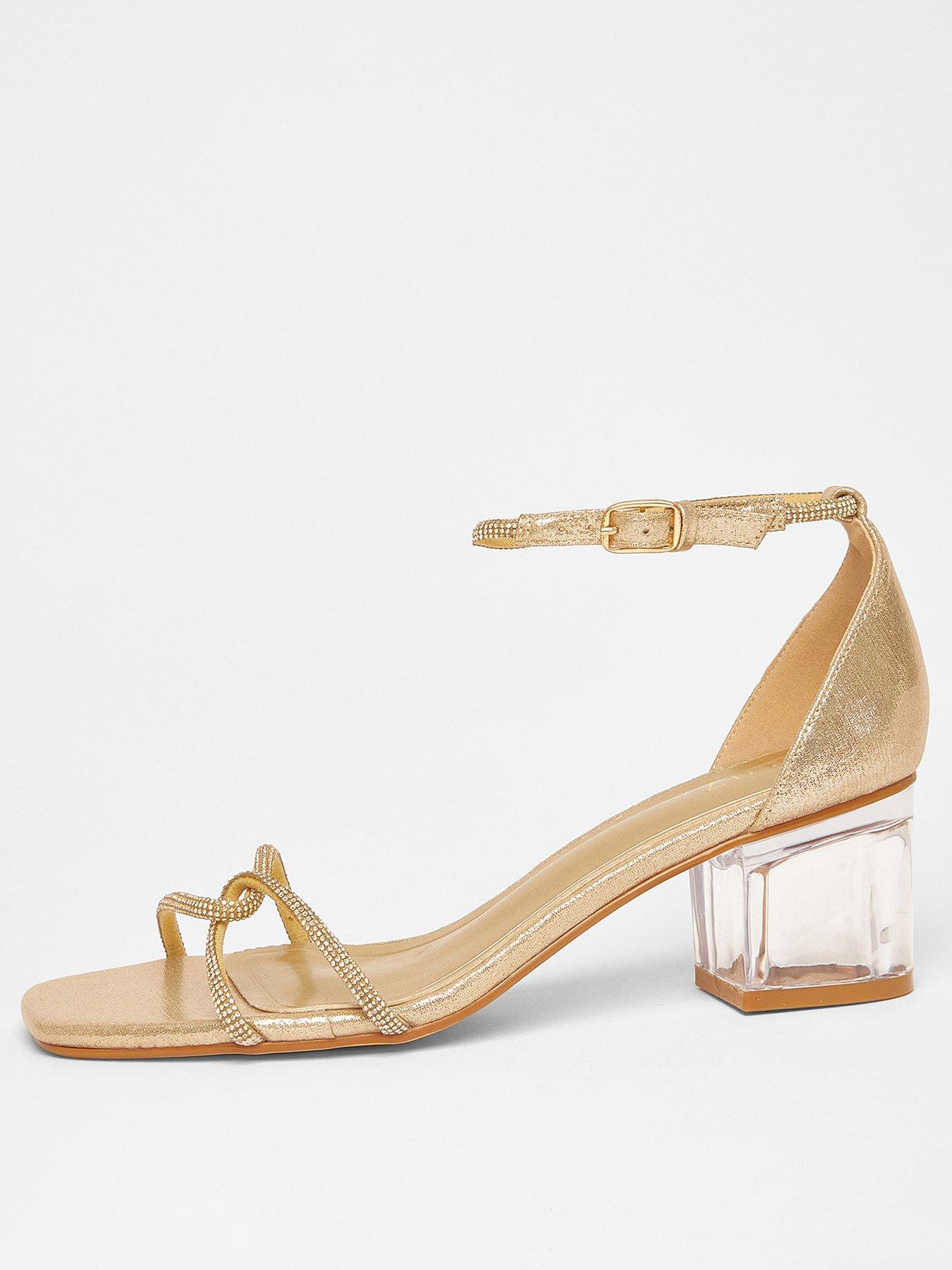 undefined Gold Twist Strap Heeled Sandal