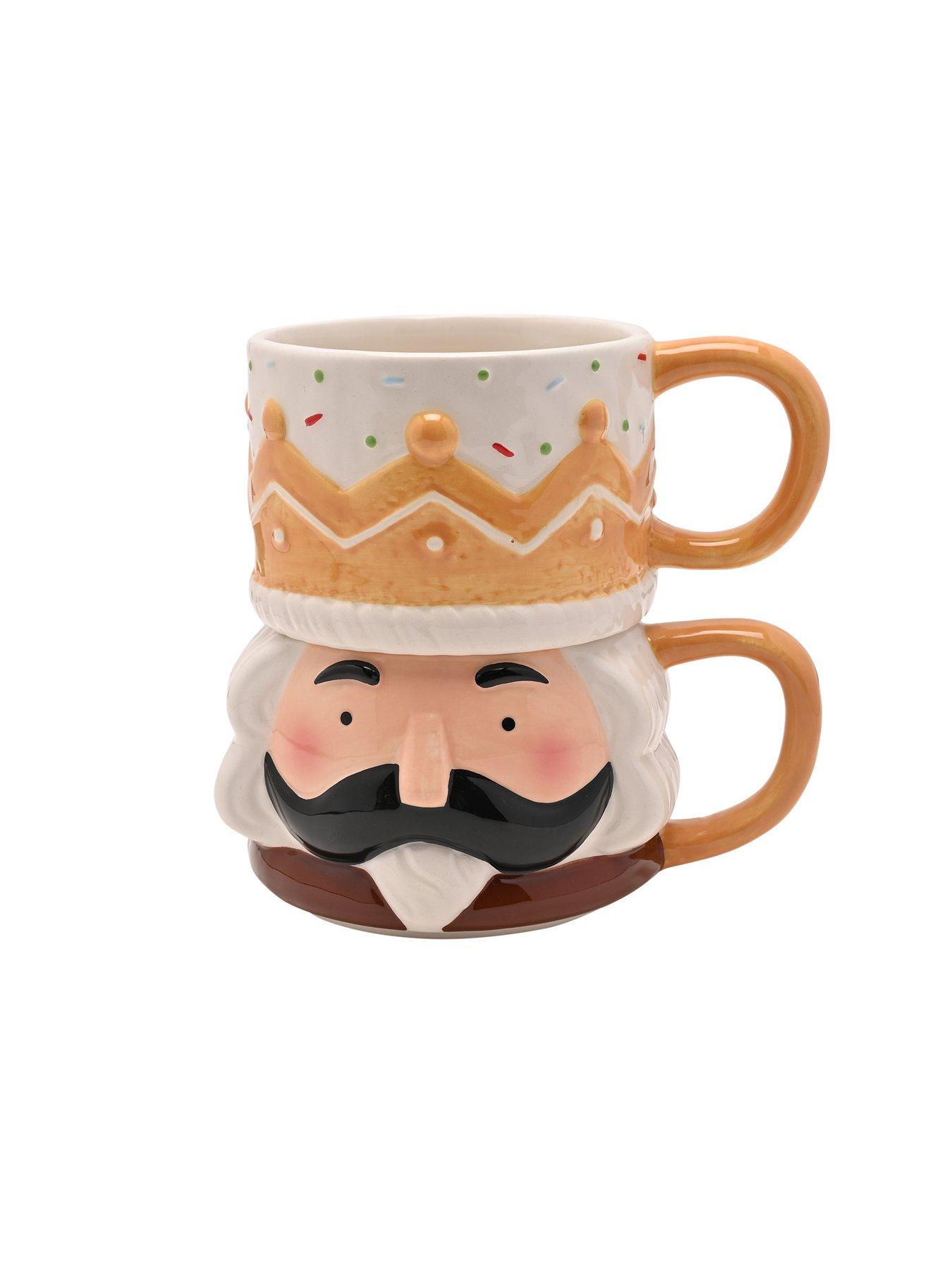 Image 1 of 3 of The Christmas Gift Co Santa & Friends Ceramic Gingerbread Nutcracker Stacking Mugs