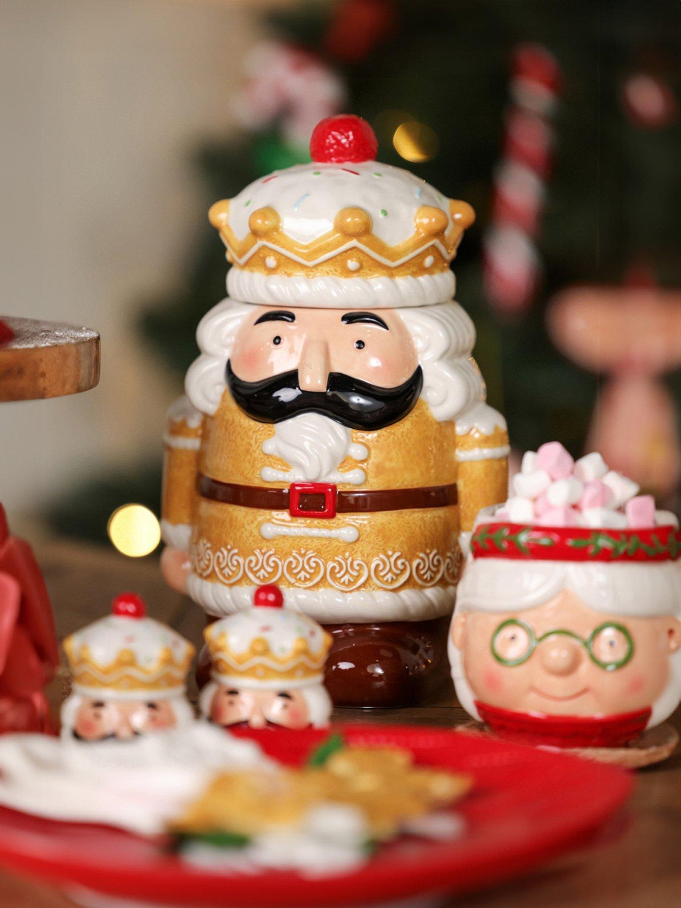 The Christmas Gift Co Santa & Friends Ceramic Gingerbread Nutcracker Treat Jar