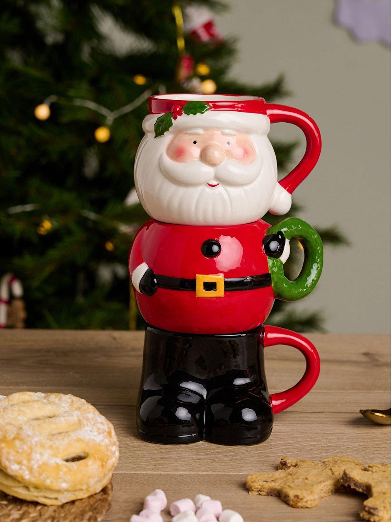 Image 1 of 4 of The Christmas Gift Co Set Of 3  Santa Stacking Mugs