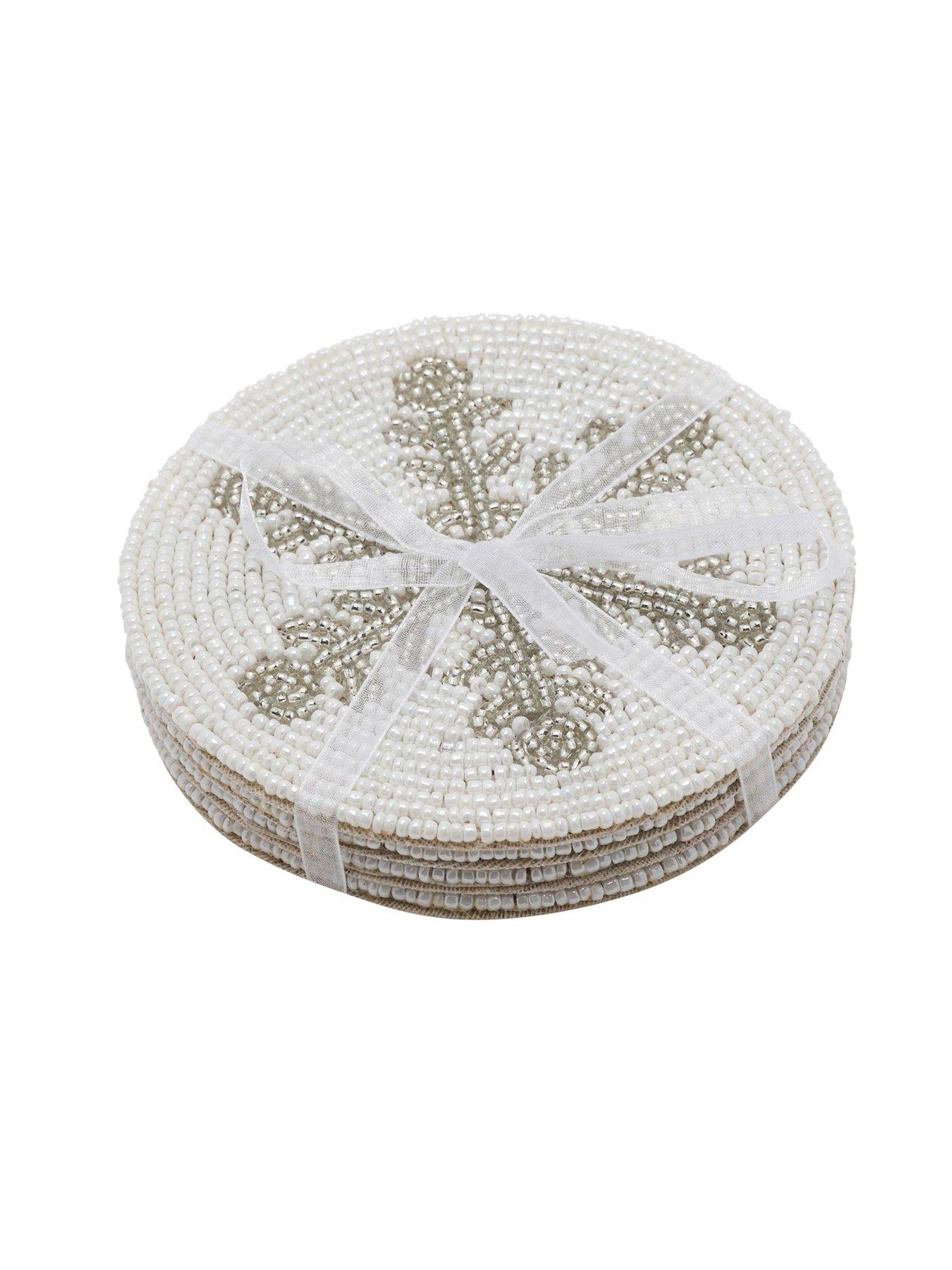 undefined Glass Beaded Snowflake Coasters - Set Of 4