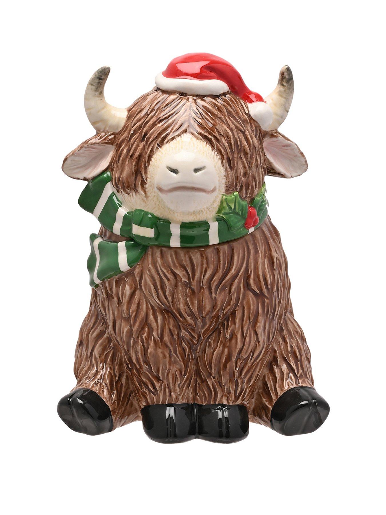 The Christmas Gift Co Ceramic Cookie Jar - Highland Cow