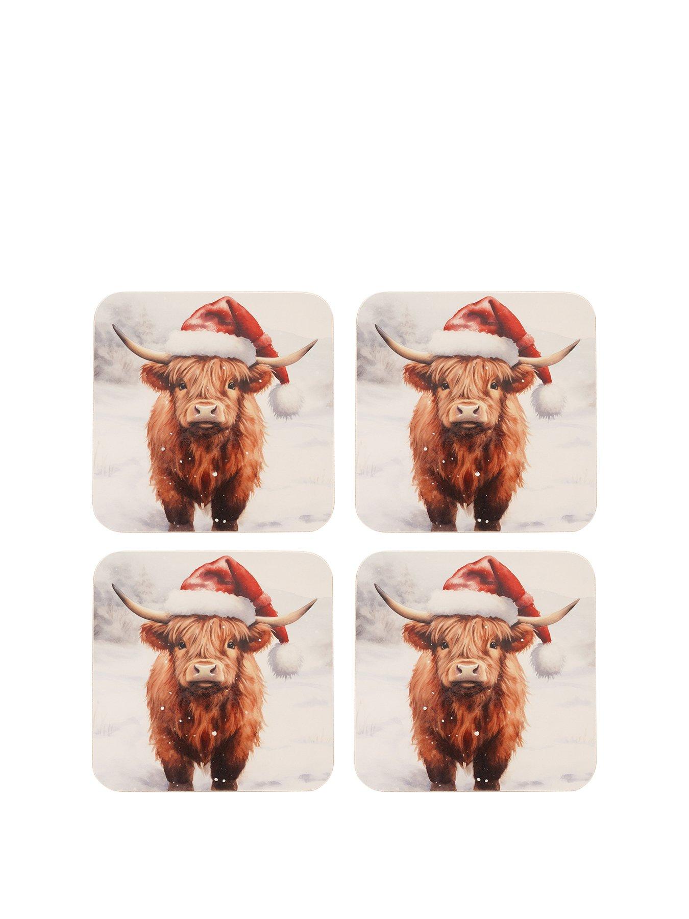 undefined Set Of 4 Christmas Highland Cow Coasters