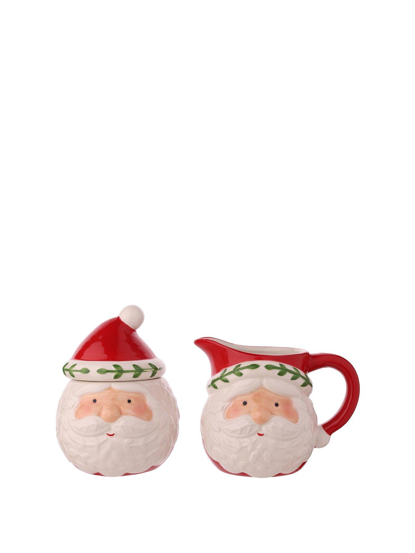 The Christmas Gift Co Santa & Friends Ceramic Nordic Sugar Bowl And Jug